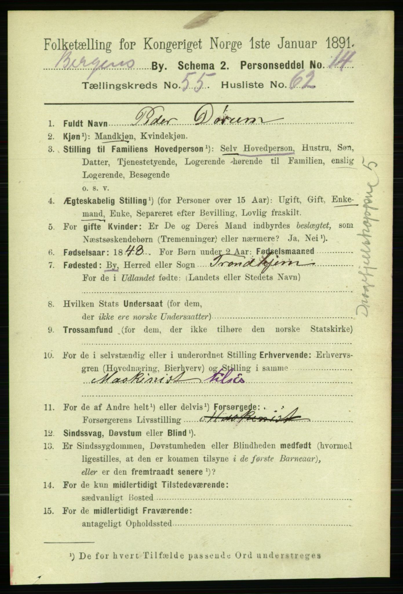 RA, 1891 Census for 1301 Bergen, 1891, p. 64432