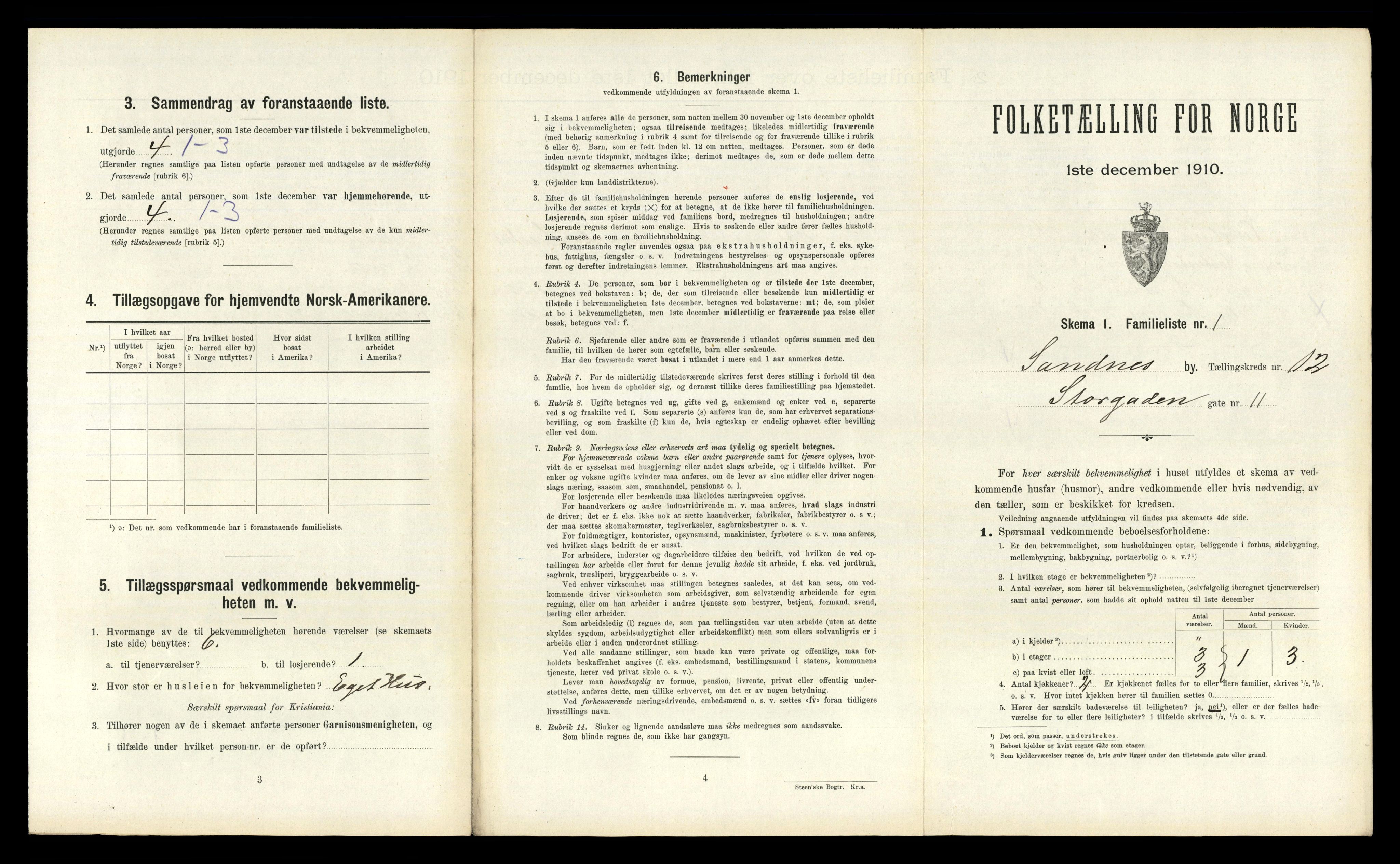 RA, 1910 census for Sandnes, 1910, p. 1288