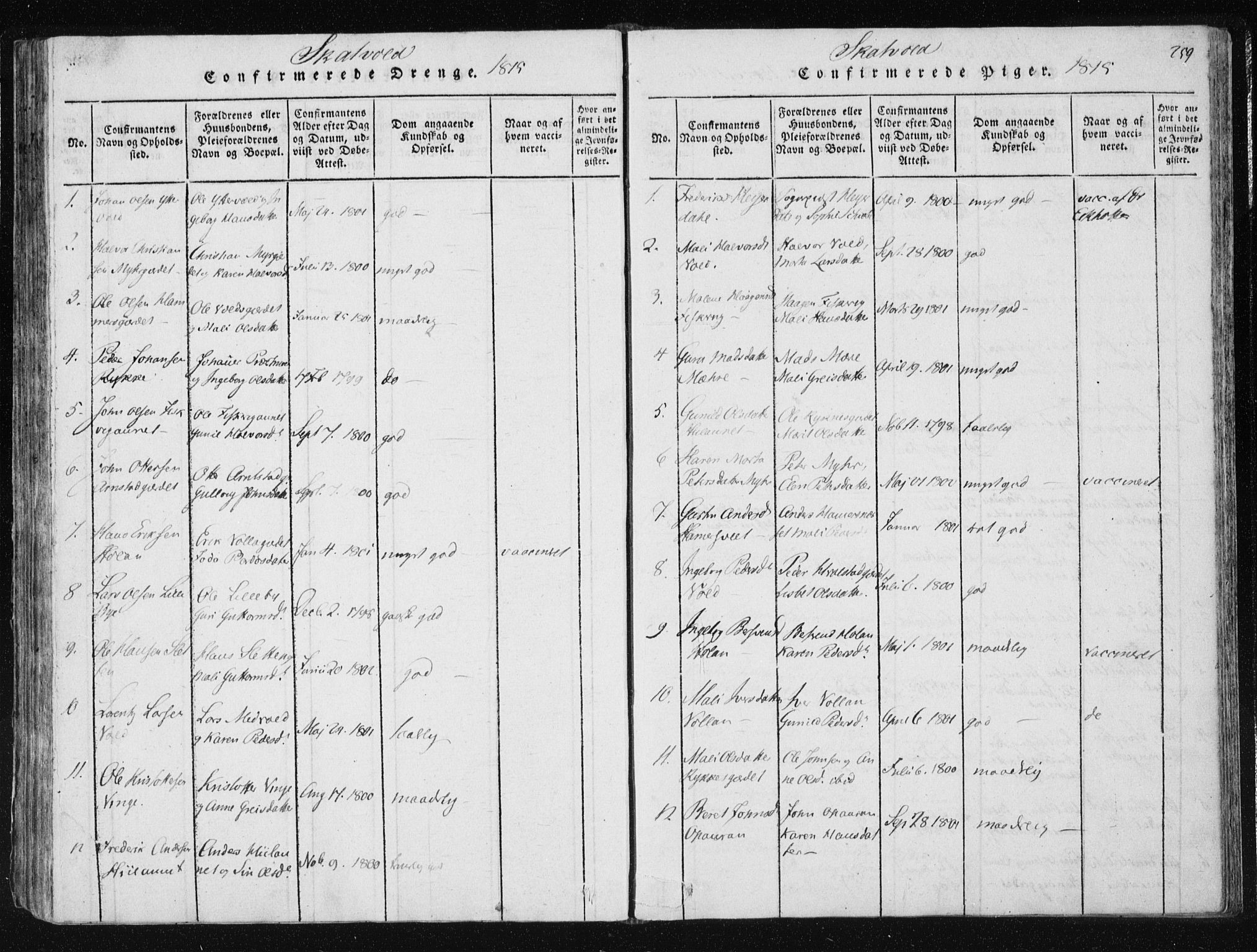 Ministerialprotokoller, klokkerbøker og fødselsregistre - Nord-Trøndelag, SAT/A-1458/709/L0061: Parish register (official) no. 709A08 /2, 1815-1819, p. 259
