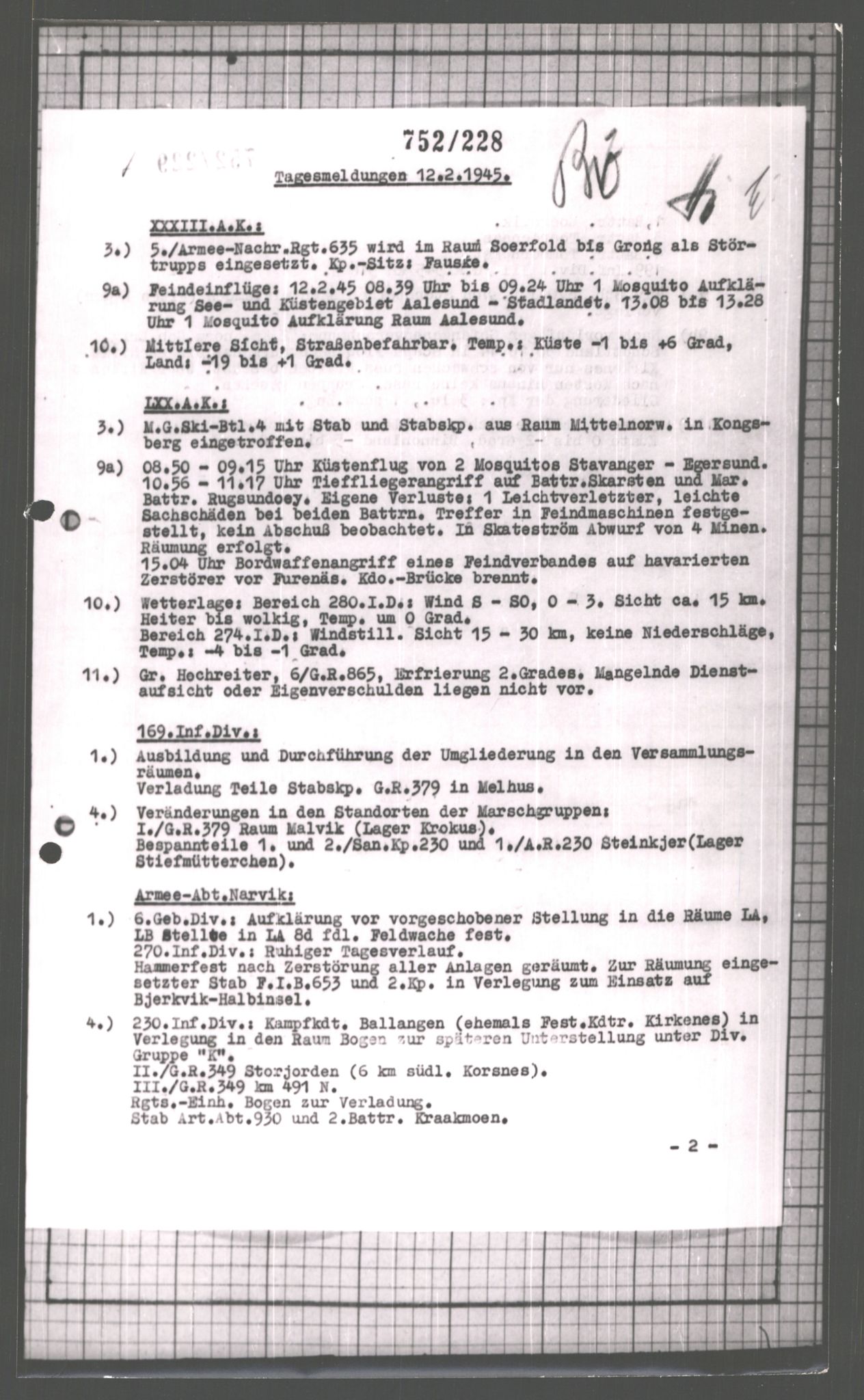 Forsvarets Overkommando. 2 kontor. Arkiv 11.4. Spredte tyske arkivsaker, AV/RA-RAFA-7031/D/Dar/Dara/L0003: Krigsdagbøker for 20. Gebirgs-Armee-Oberkommando (AOK 20), 1945, p. 20