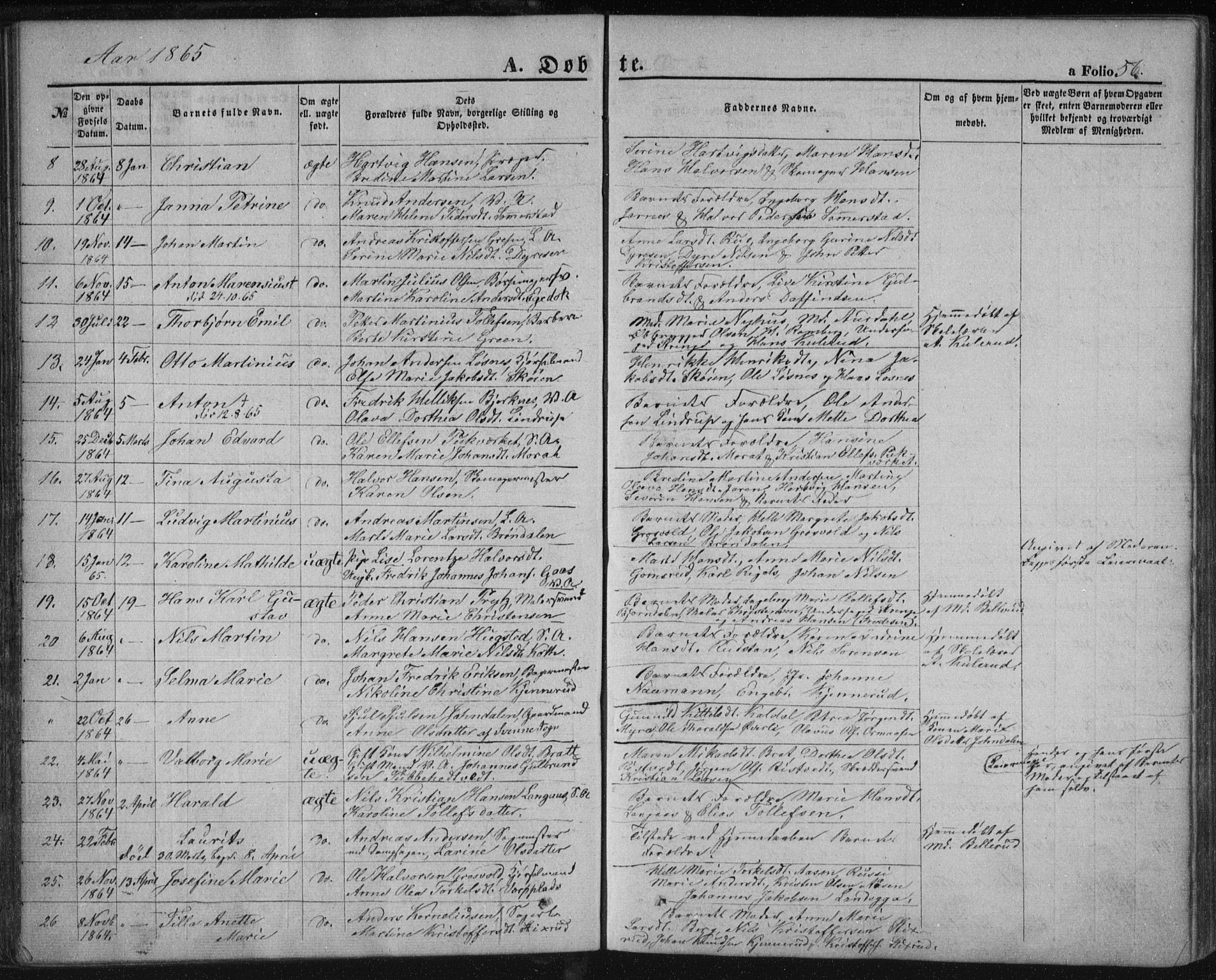Kongsberg kirkebøker, SAKO/A-22/F/Fa/L0010: Parish register (official) no. I 10, 1859-1875, p. 56