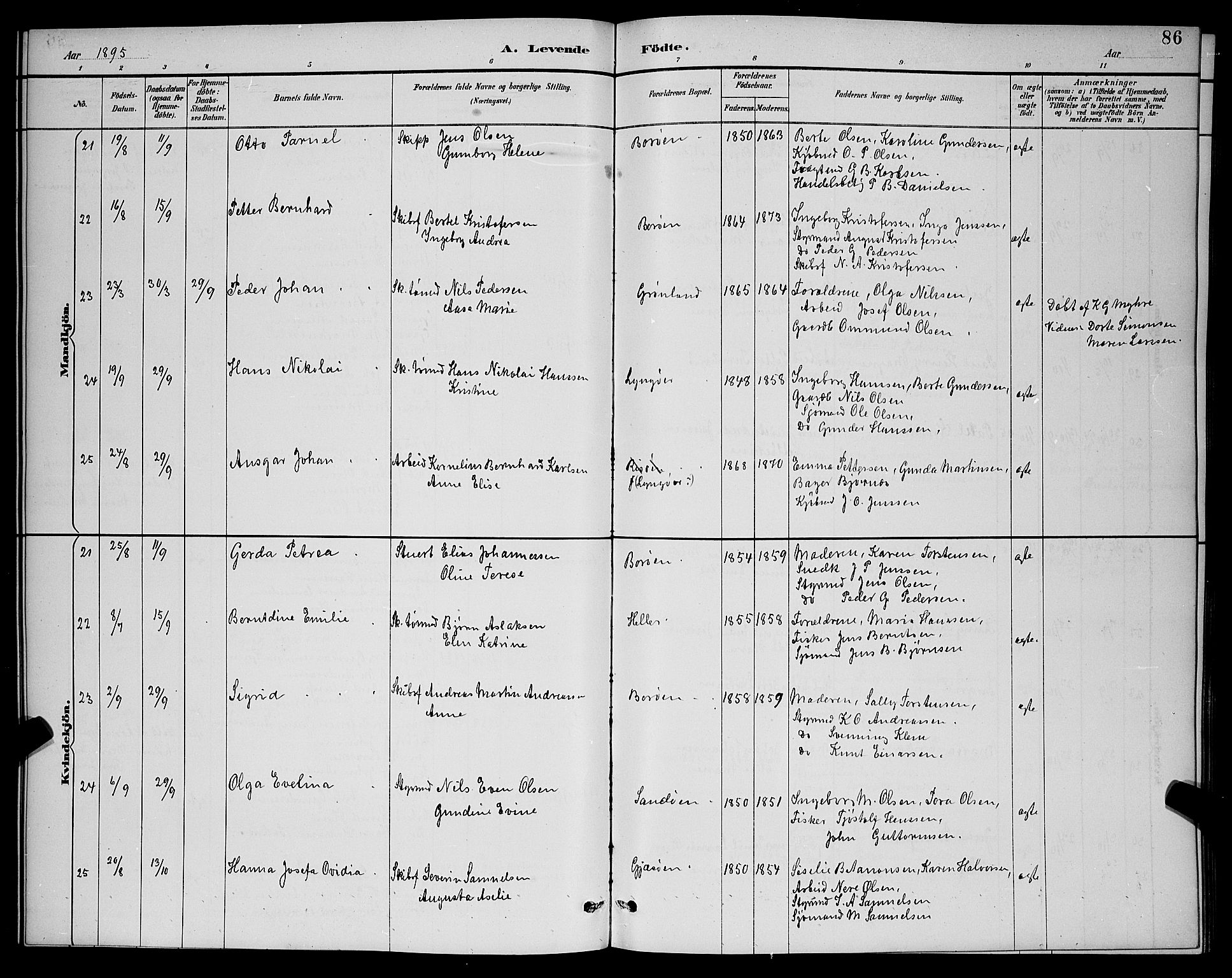 Dypvåg sokneprestkontor, AV/SAK-1111-0007/F/Fb/Fba/L0013: Parish register (copy) no. B 13, 1887-1900, p. 86