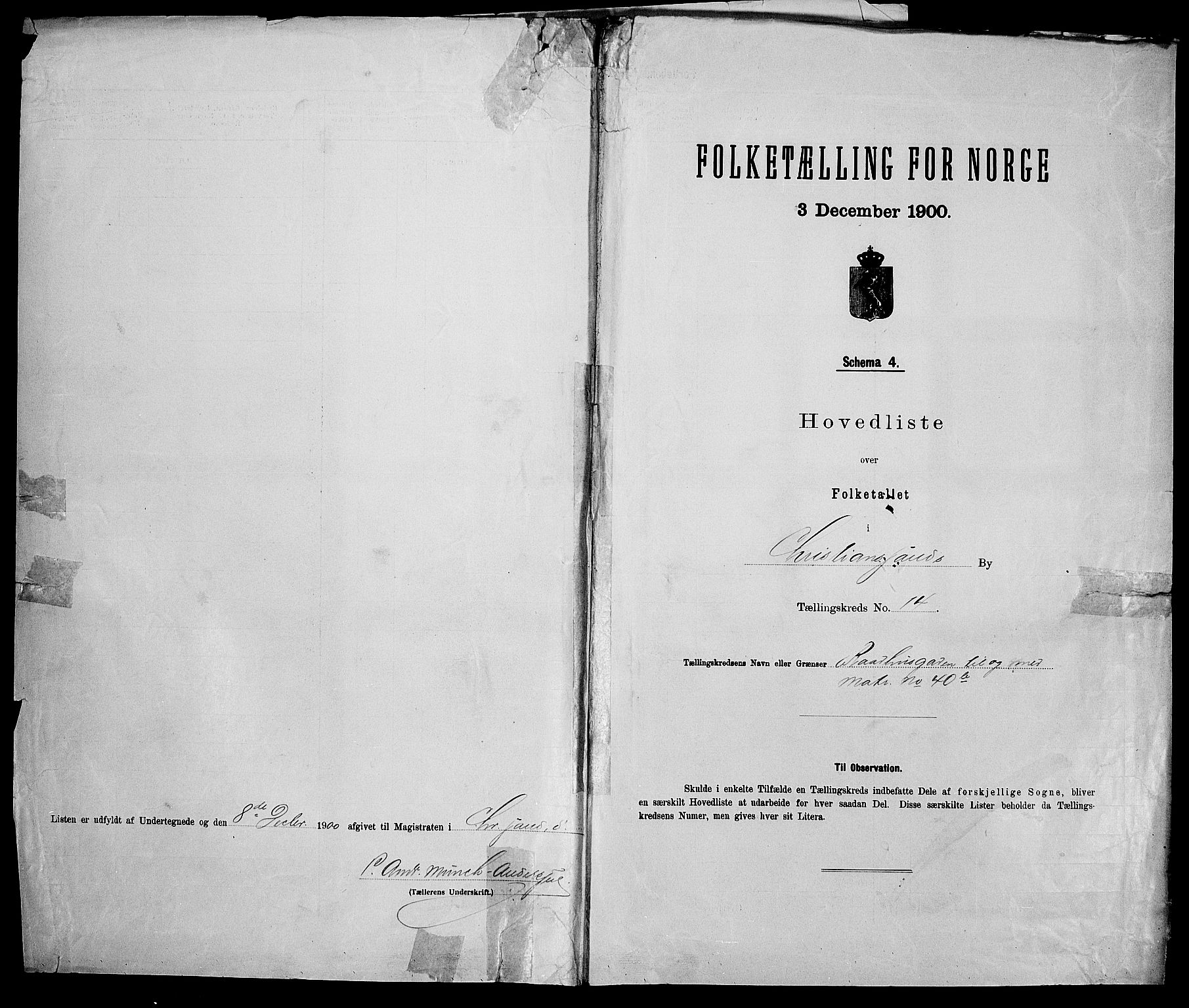 SAK, 1900 census for Kristiansand, 1900, p. 86