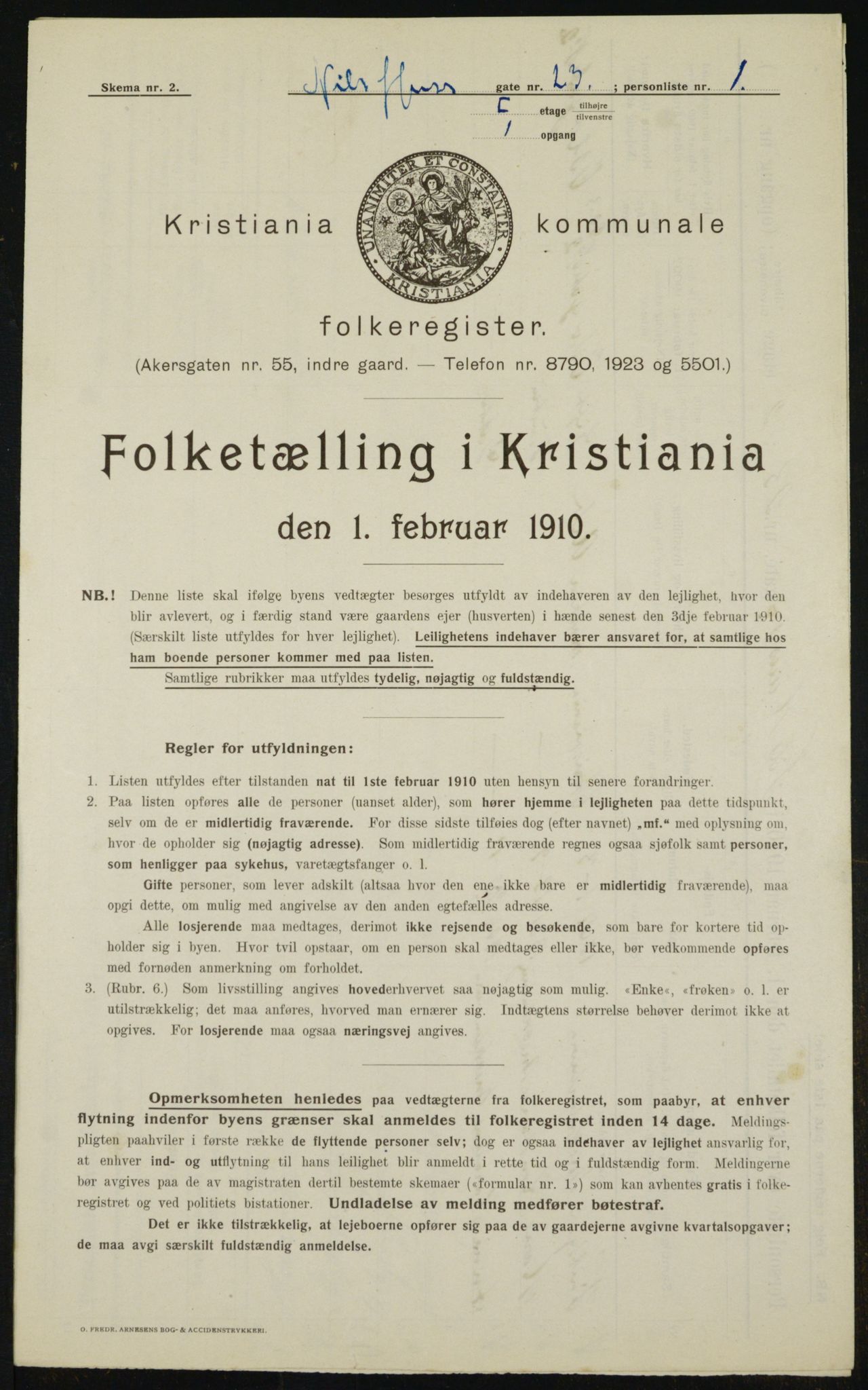 OBA, Municipal Census 1910 for Kristiania, 1910, p. 68687