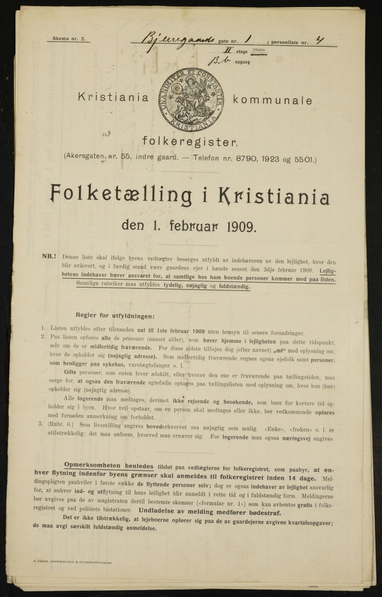 OBA, Municipal Census 1909 for Kristiania, 1909, p. 5104