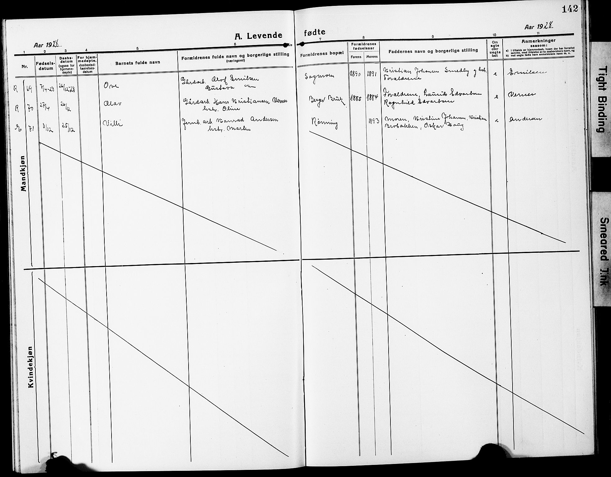 Eidsvoll prestekontor Kirkebøker, SAO/A-10888/G/Ga/L0010: Parish register (copy) no. I 10, 1919-1929, p. 142