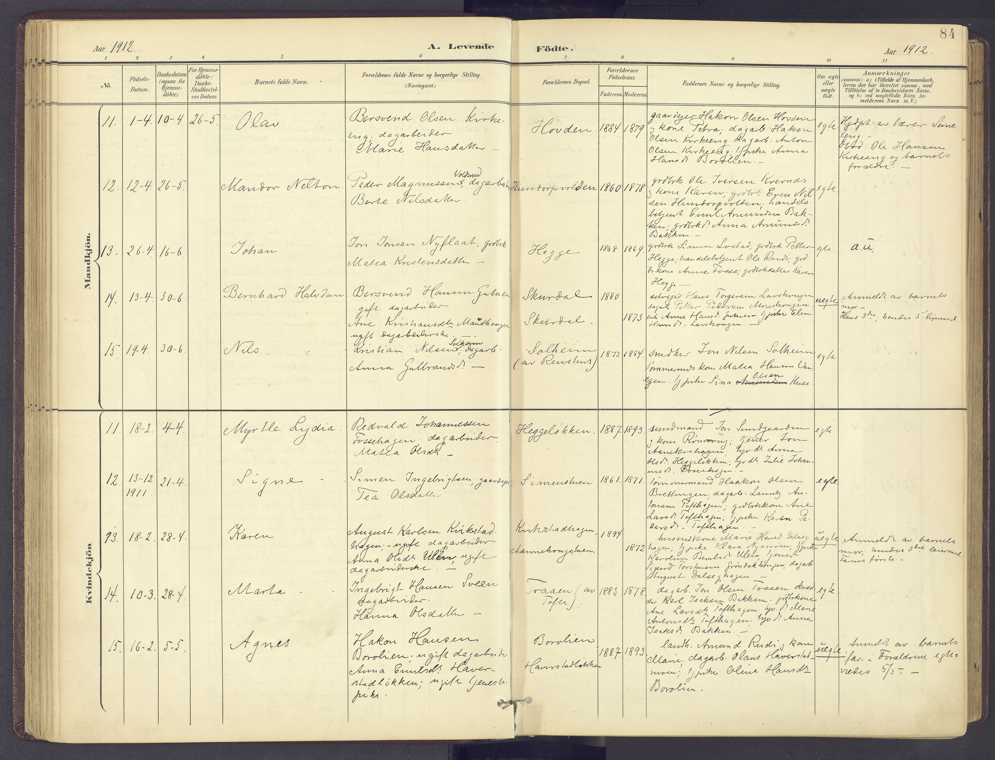 Sør-Fron prestekontor, SAH/PREST-010/H/Ha/Haa/L0004: Parish register (official) no. 4, 1898-1919, p. 84