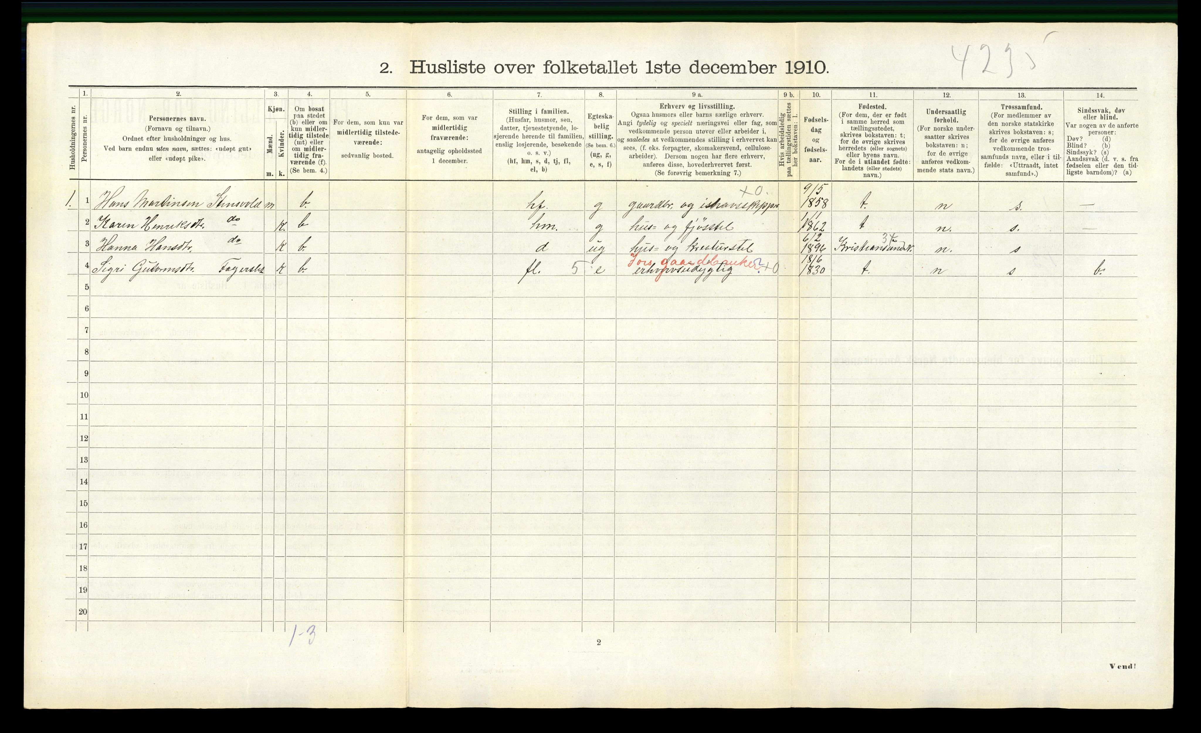 RA, 1910 census for Eresfjord og Vistdal, 1910, p. 340