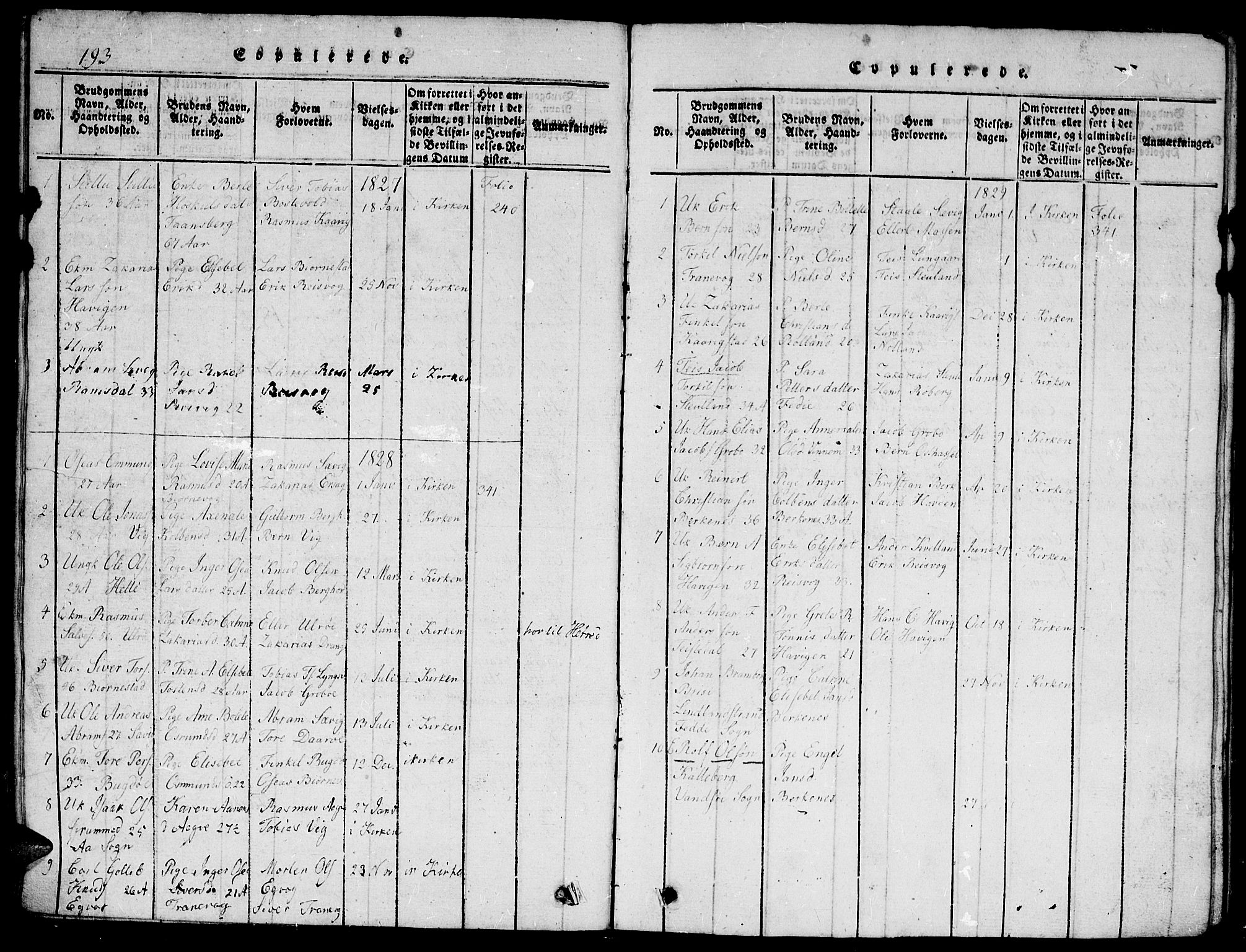 Herad sokneprestkontor, AV/SAK-1111-0018/F/Fb/Fbb/L0001: Parish register (copy) no. B 1, 1815-1852, p. 193