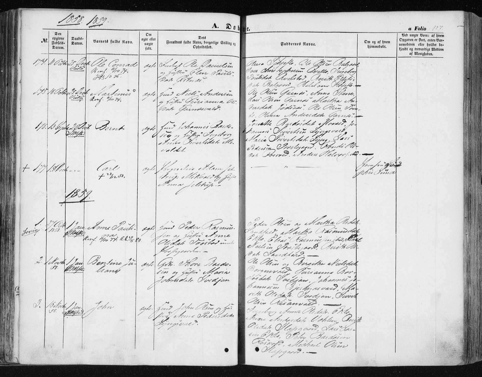 Ministerialprotokoller, klokkerbøker og fødselsregistre - Nord-Trøndelag, SAT/A-1458/723/L0240: Parish register (official) no. 723A09, 1852-1860, p. 107