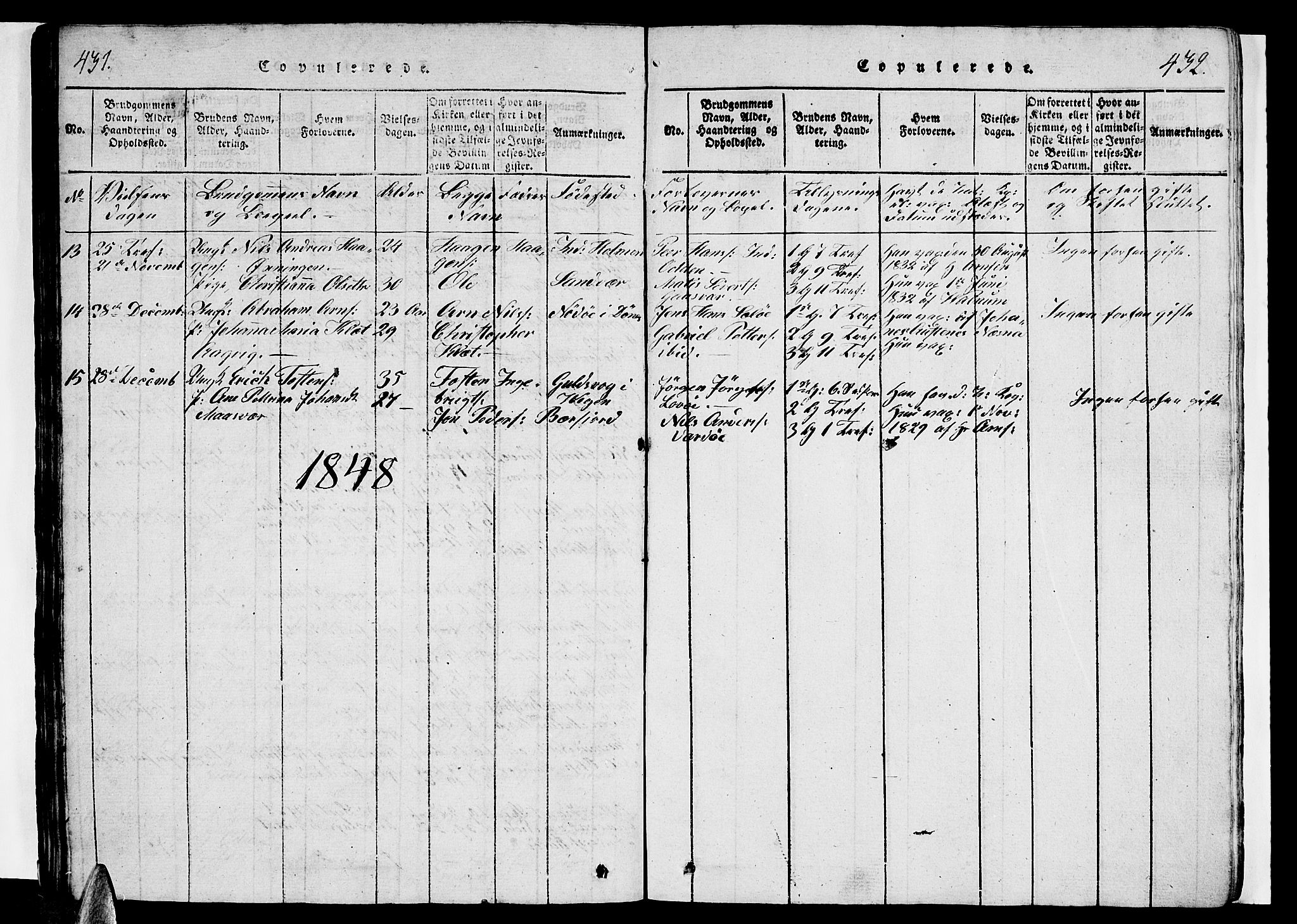 Ministerialprotokoller, klokkerbøker og fødselsregistre - Nordland, AV/SAT-A-1459/834/L0510: Parish register (copy) no. 834C01, 1820-1847, p. 431-432