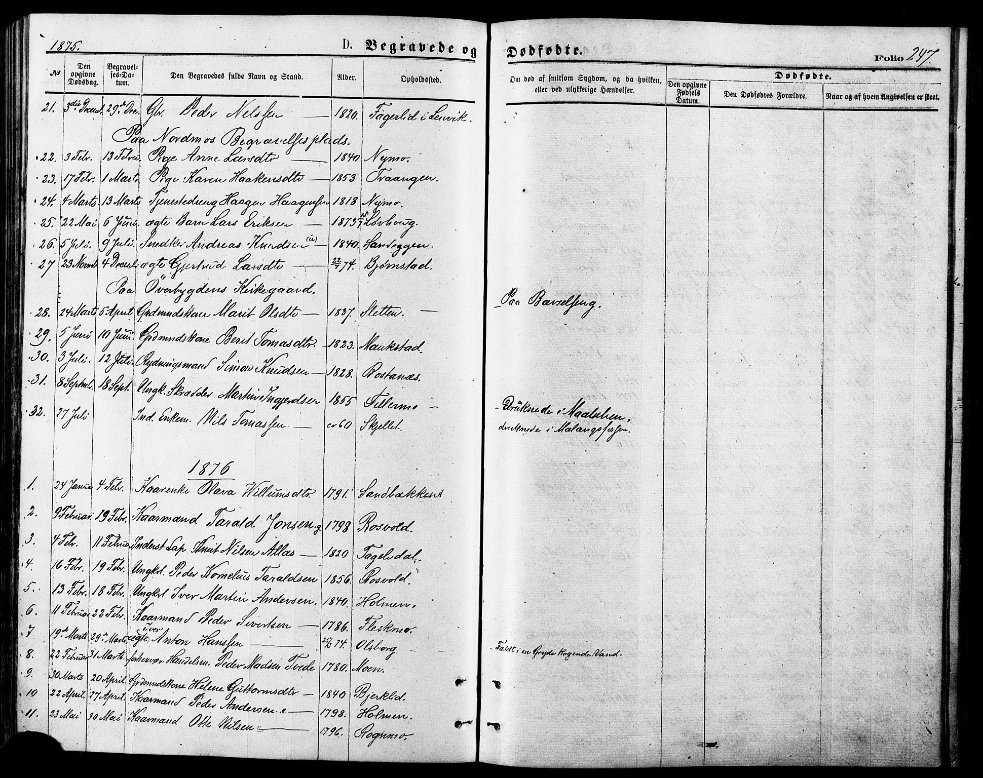 Målselv sokneprestembete, SATØ/S-1311/G/Ga/Gaa/L0005kirke: Parish register (official) no. 5, 1872-1884, p. 247