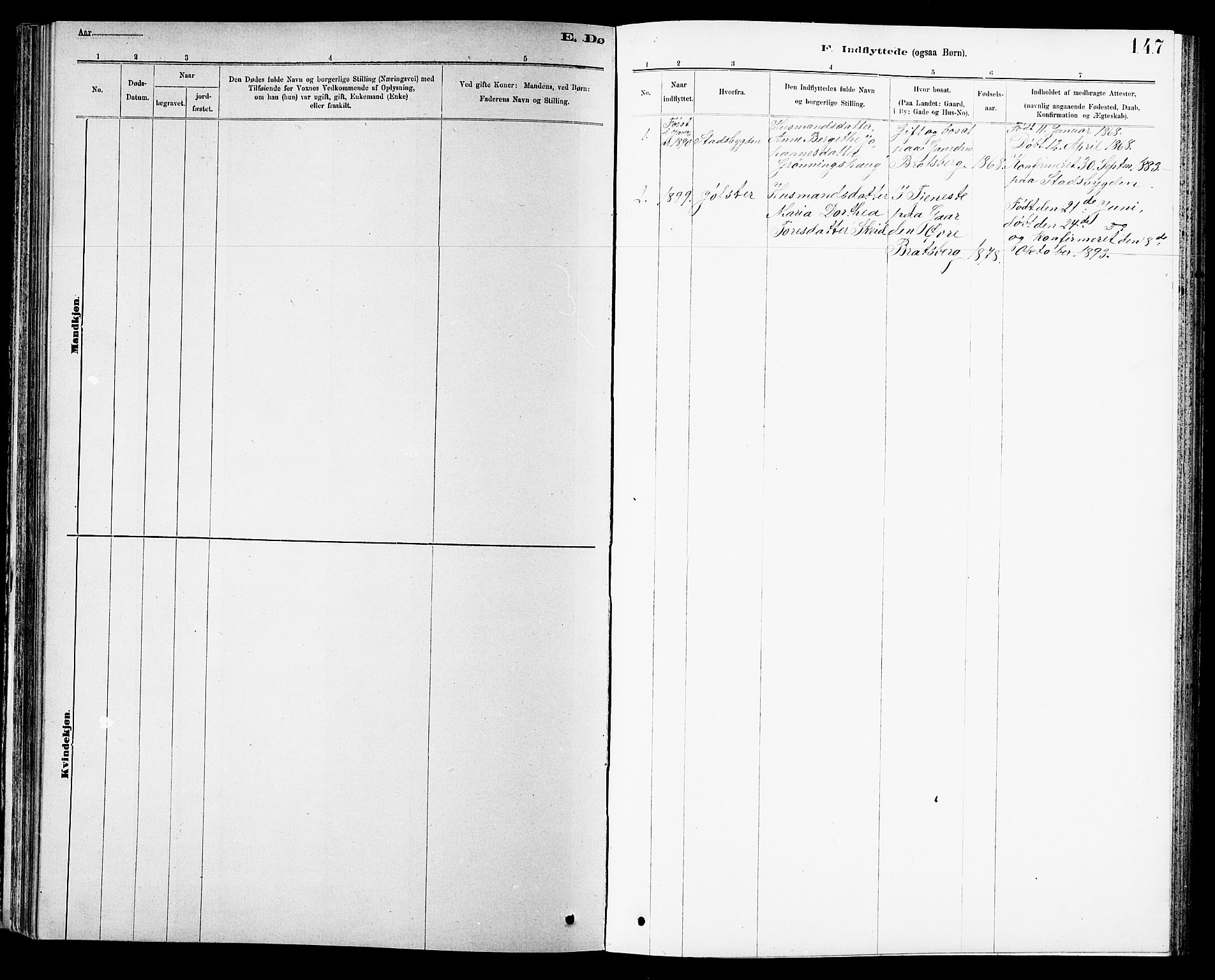 Ministerialprotokoller, klokkerbøker og fødselsregistre - Sør-Trøndelag, SAT/A-1456/608/L0341: Parish register (copy) no. 608C07, 1890-1912, p. 147