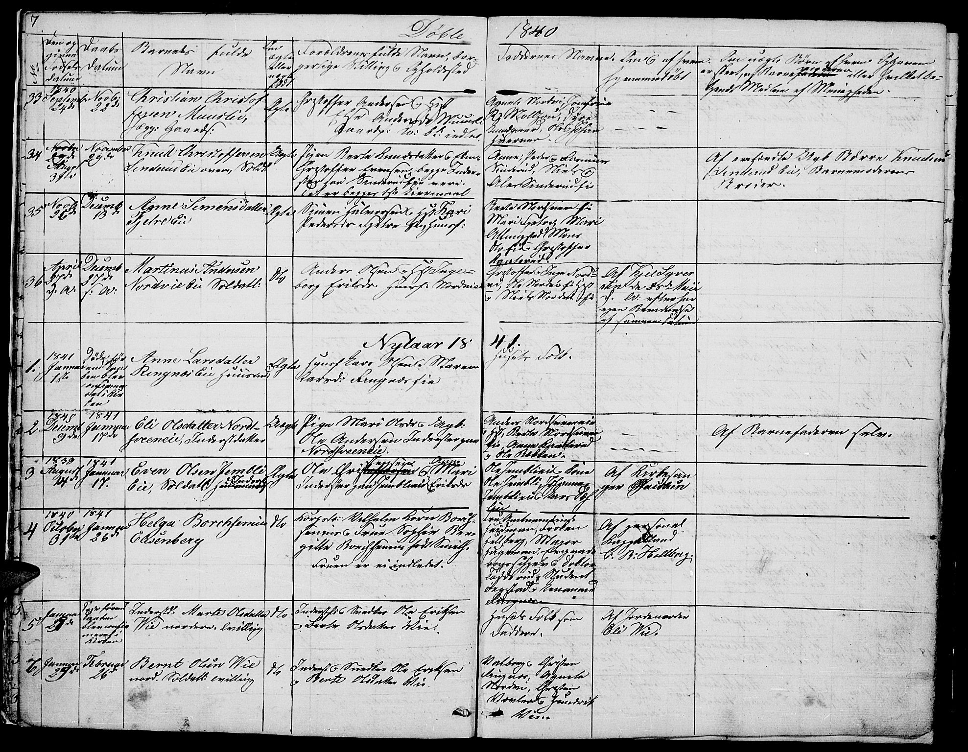Stange prestekontor, SAH/PREST-002/L/L0002: Parish register (copy) no. 2, 1838-1879, p. 7