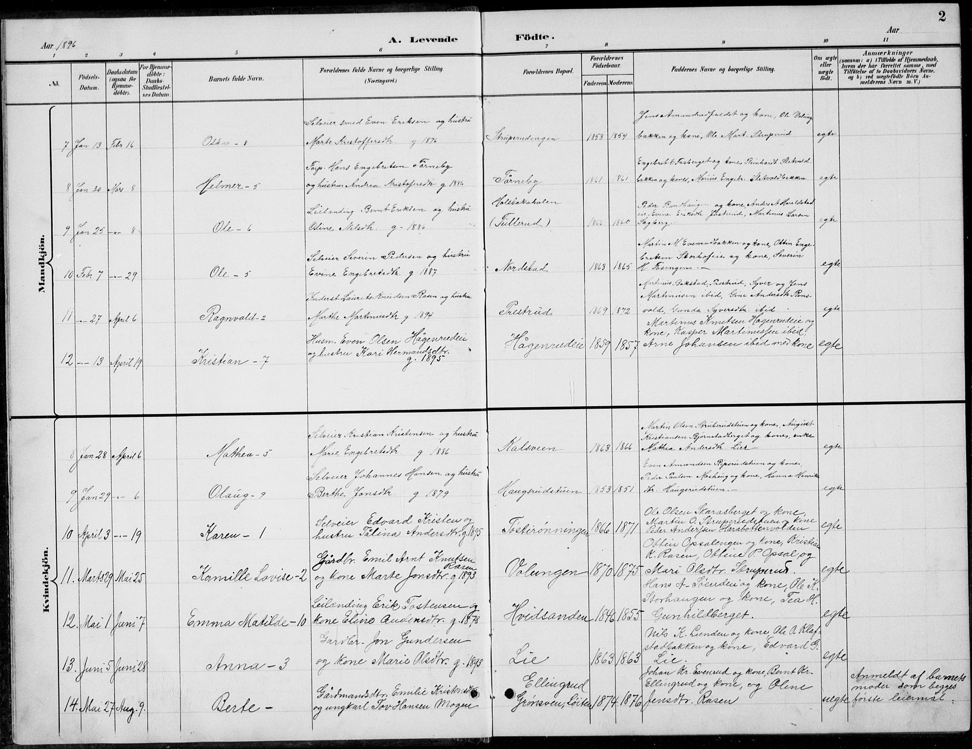 Romedal prestekontor, AV/SAH-PREST-004/L/L0013: Parish register (copy) no. 13, 1896-1937, p. 2