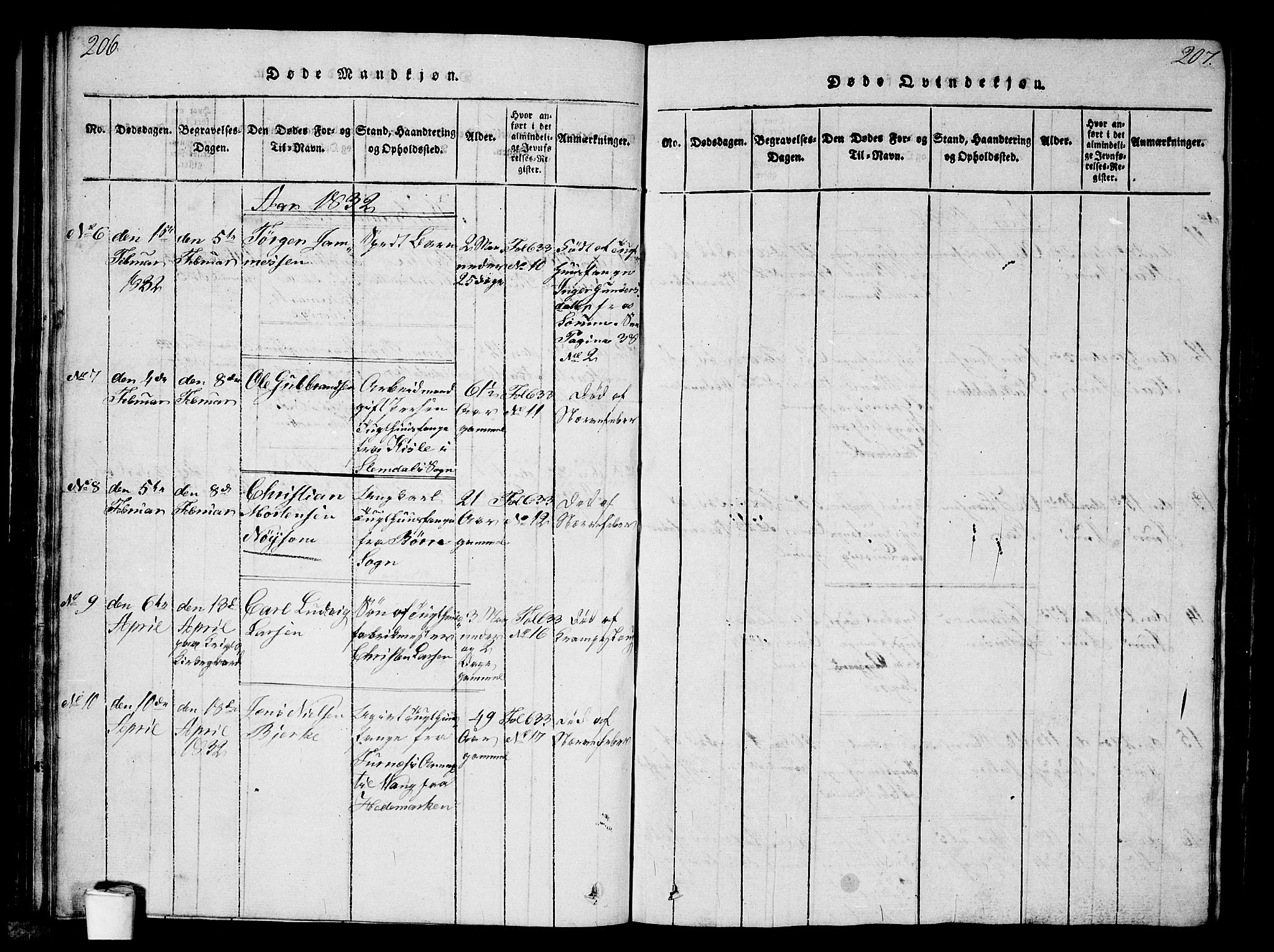 Kristiania tukthusprest Kirkebøker, AV/SAO-A-10881/G/Ga/L0001: Parish register (copy) no. 1, 1818-1857, p. 206-207