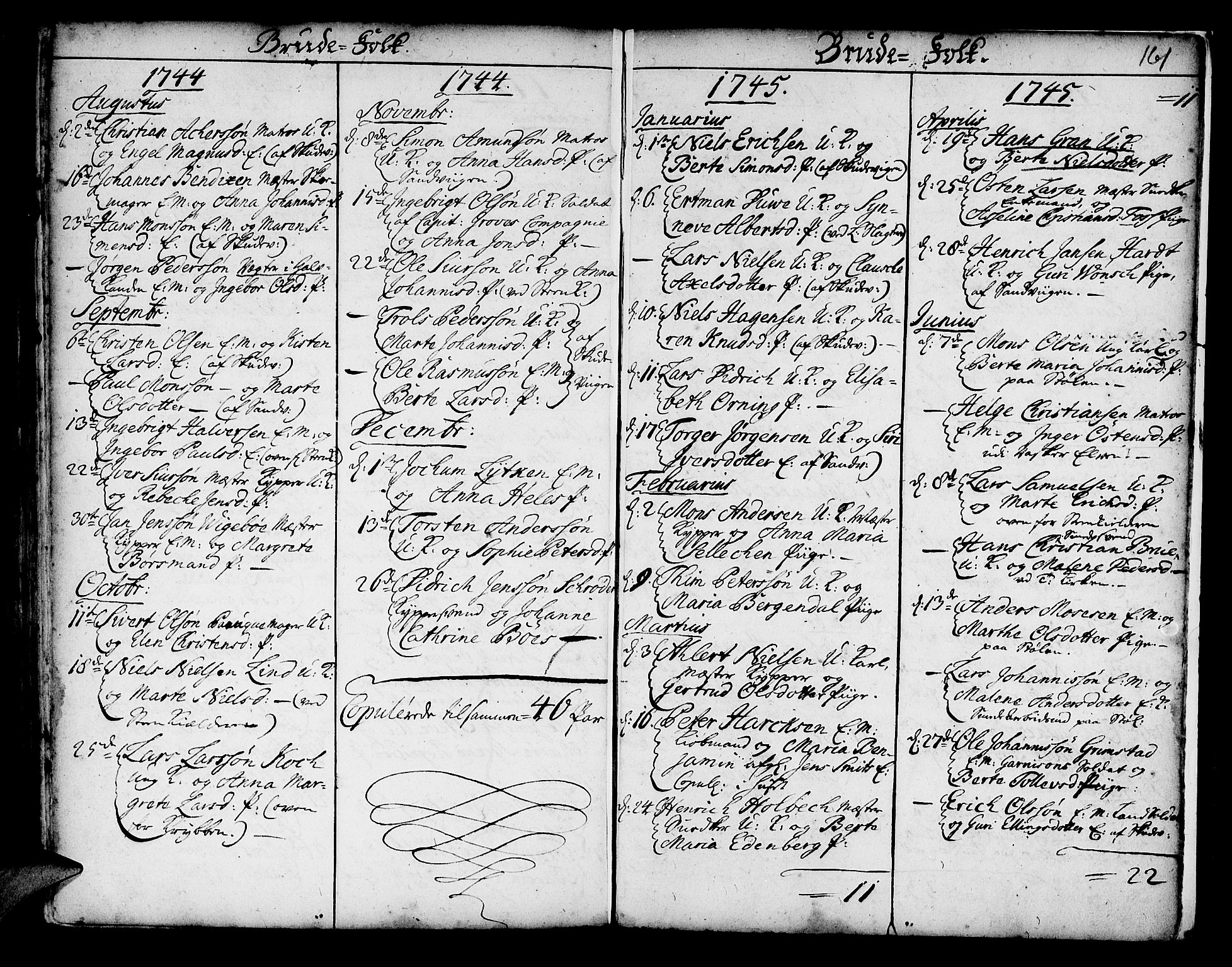 Korskirken sokneprestembete, AV/SAB-A-76101/H/Haa/L0008: Parish register (official) no. A 8, 1698-1747, p. 161