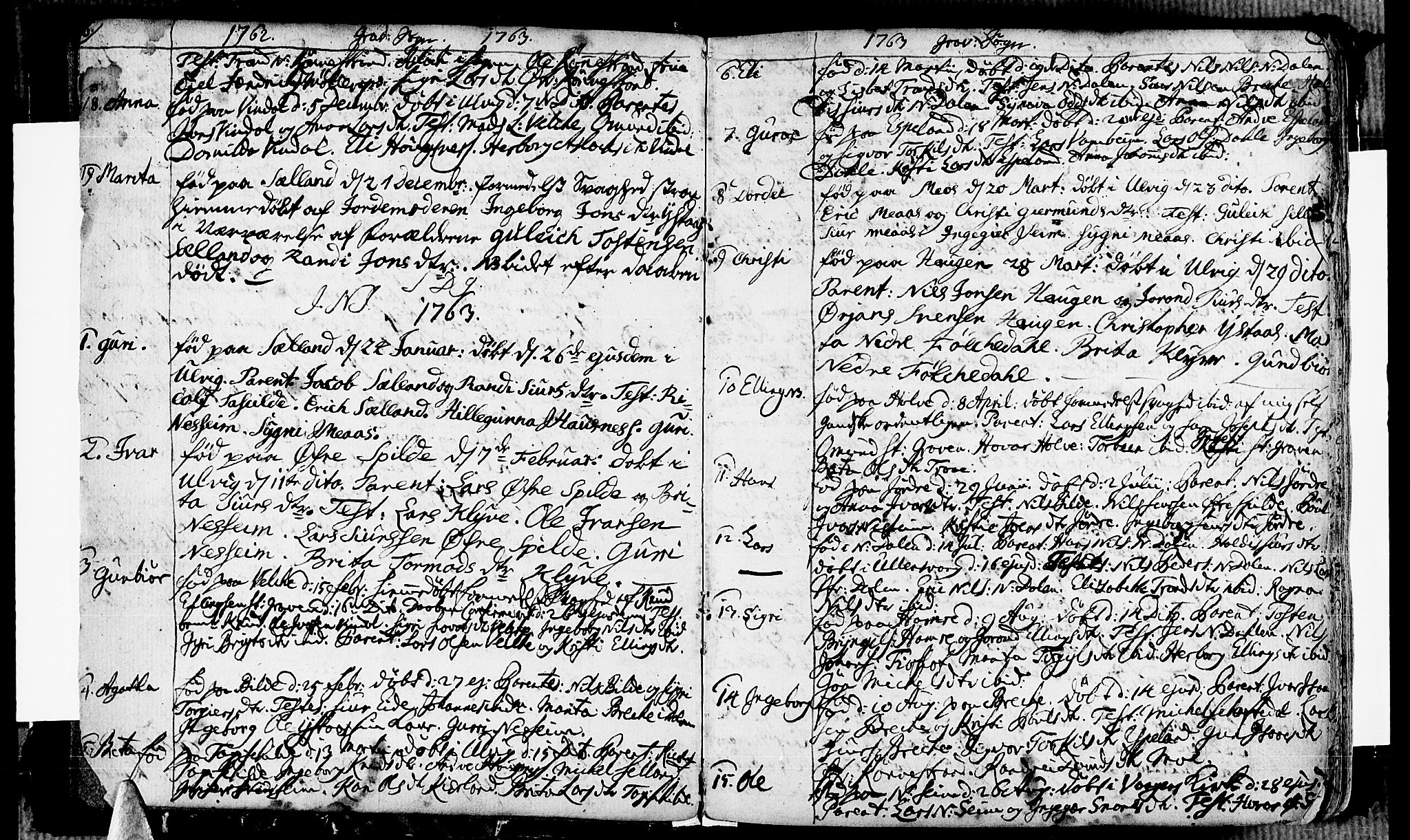 Ulvik sokneprestembete, SAB/A-78801/H/Haa: Parish register (official) no. A 7, 1761-1792, p. 6-7