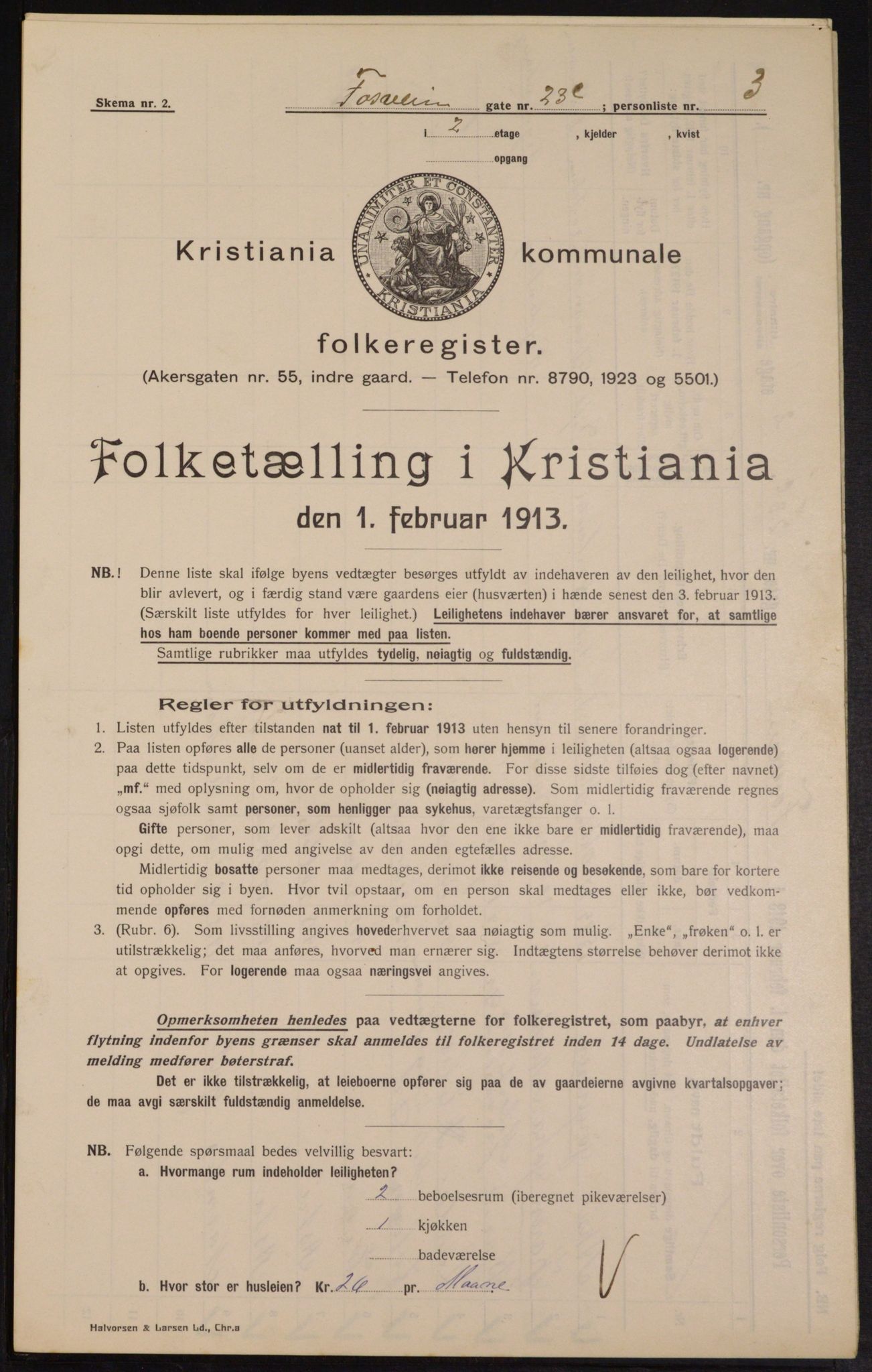 OBA, Municipal Census 1913 for Kristiania, 1913, p. 25466