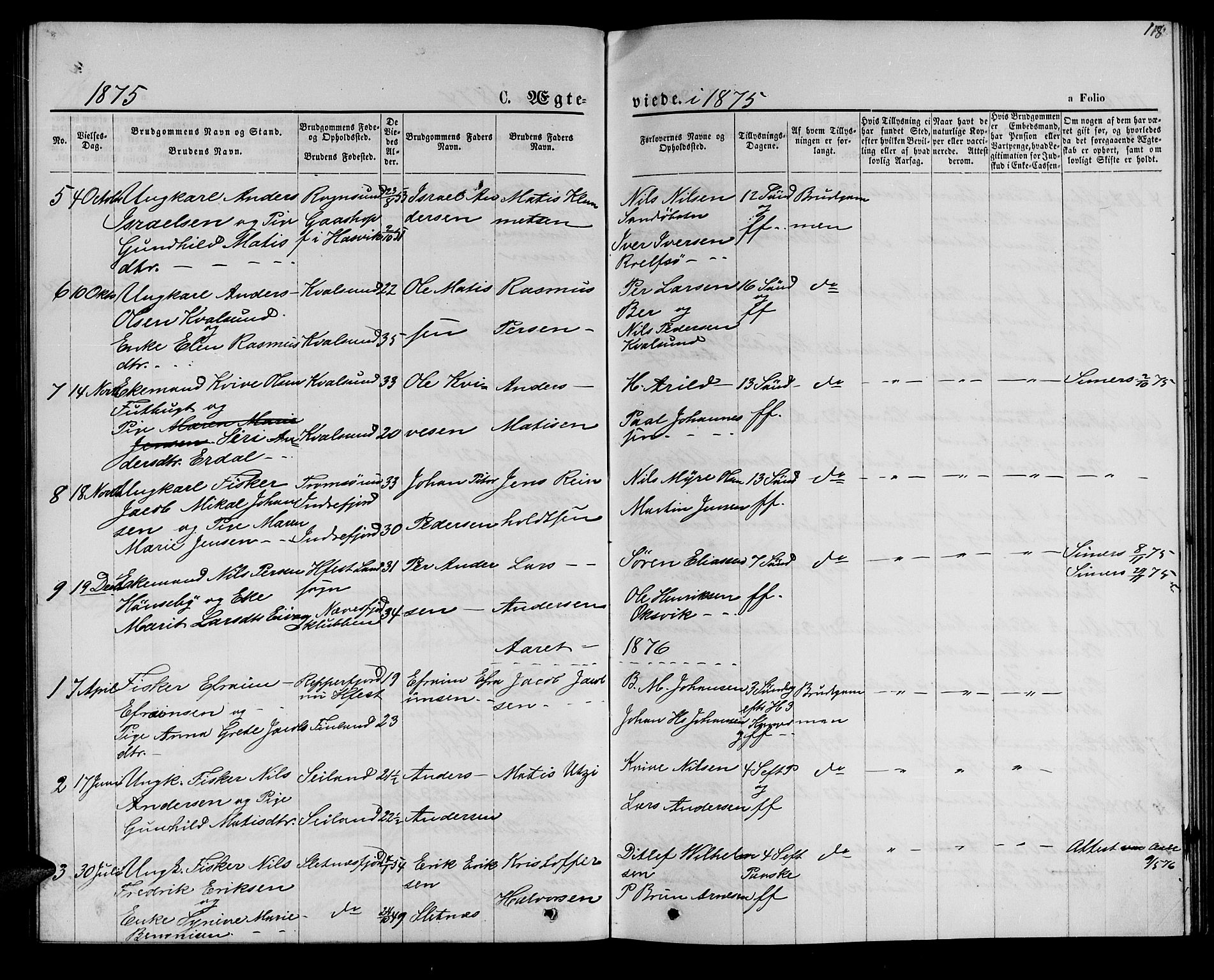 Hammerfest sokneprestkontor, AV/SATØ-S-1347/H/Hb/L0005.klokk: Parish register (copy) no. 5, 1869-1884, p. 118