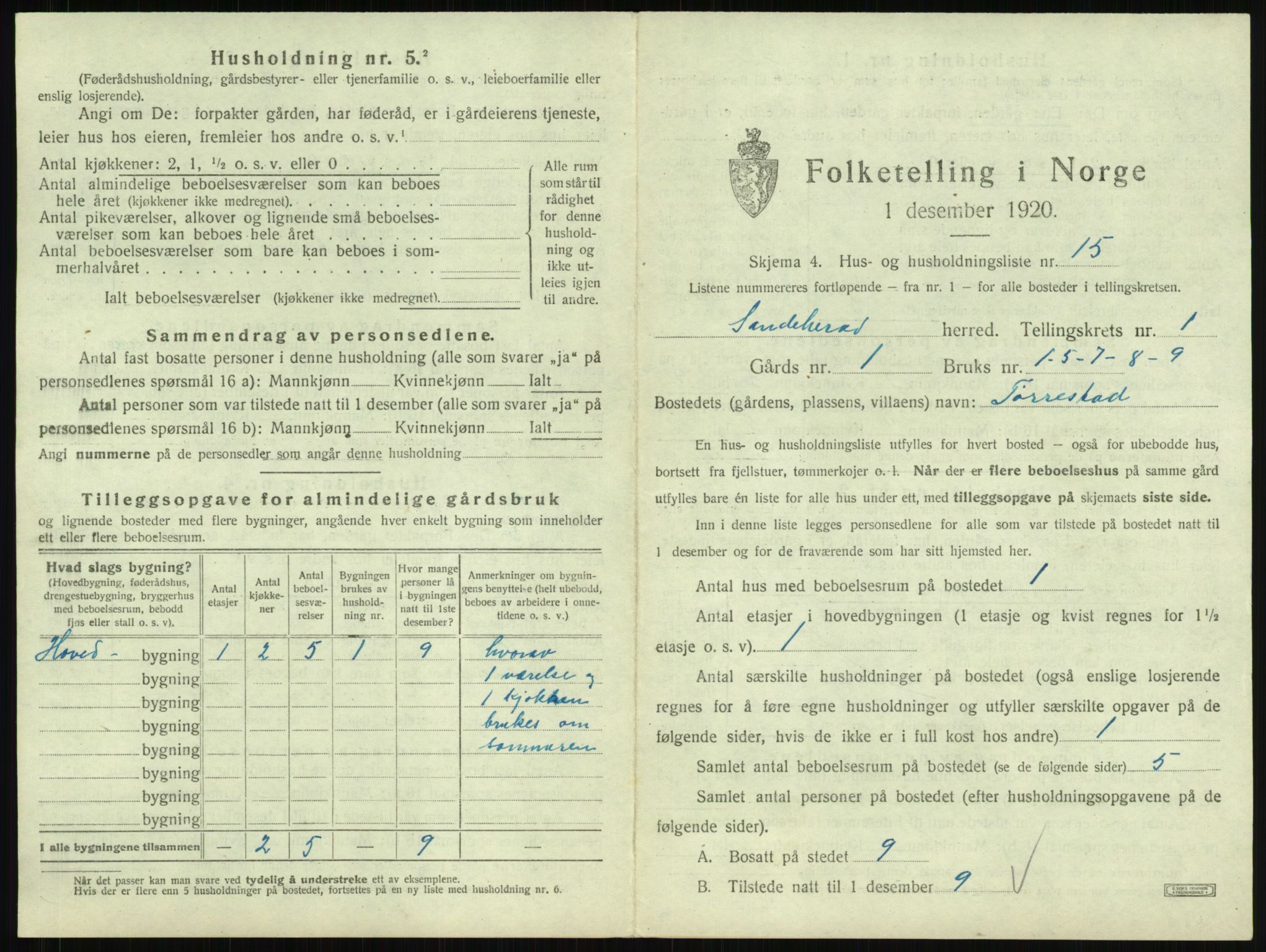 SAKO, 1920 census for Sandeherred, 1920, p. 107