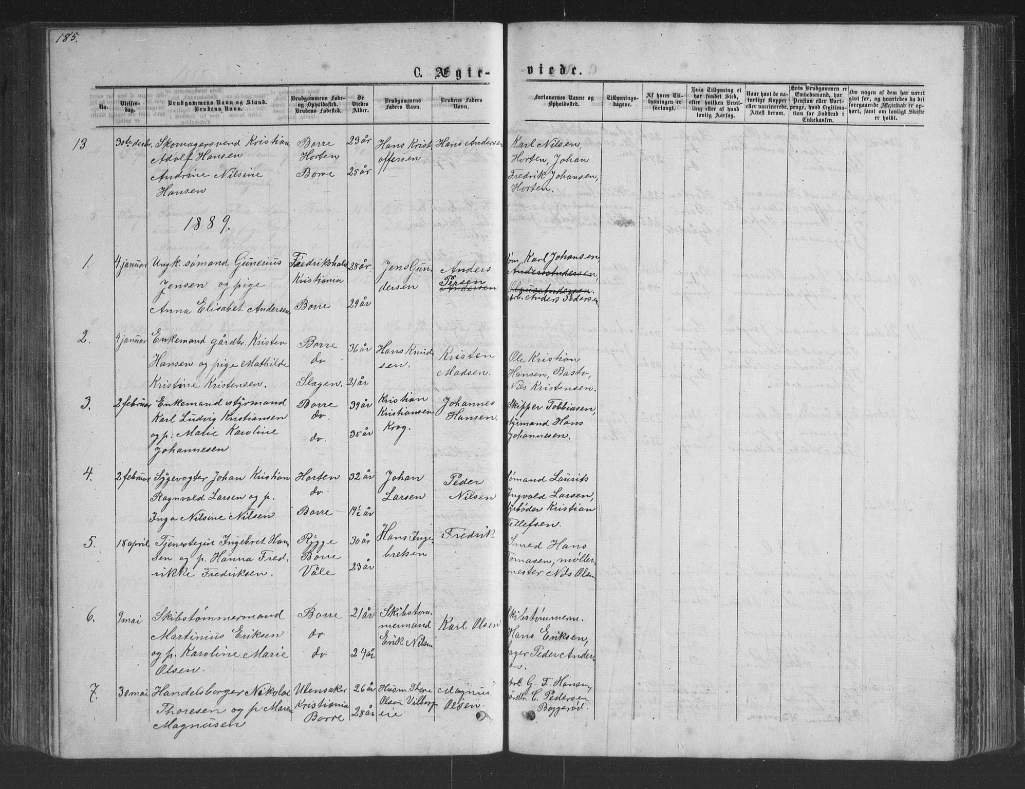 Borre kirkebøker, AV/SAKO-A-338/G/Ga/L0003: Parish register (copy) no. I 3, 1871-1892, p. 185