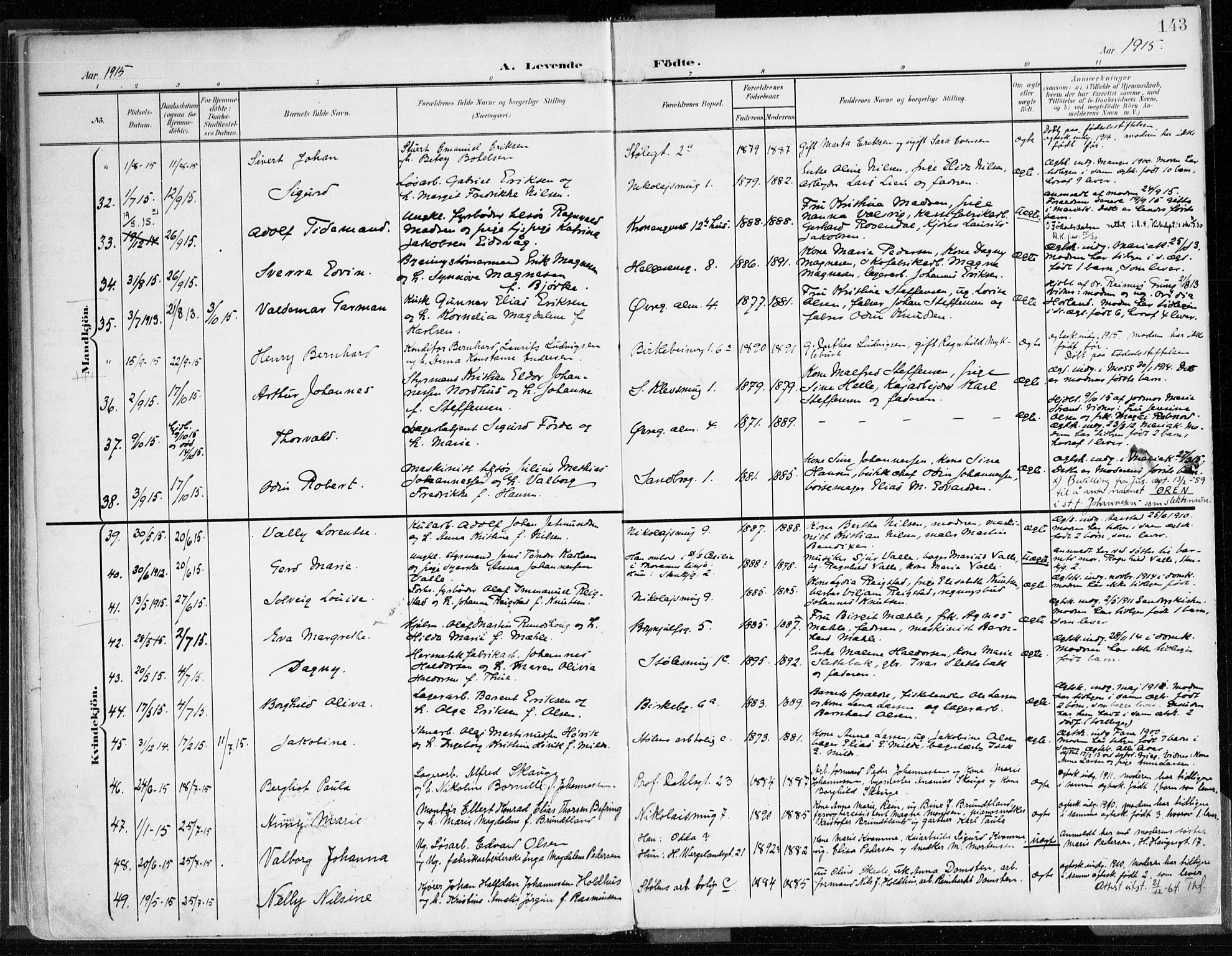 Mariakirken Sokneprestembete, AV/SAB-A-76901/H/Haa/L0010: Parish register (official) no. B 1, 1901-1915, p. 143