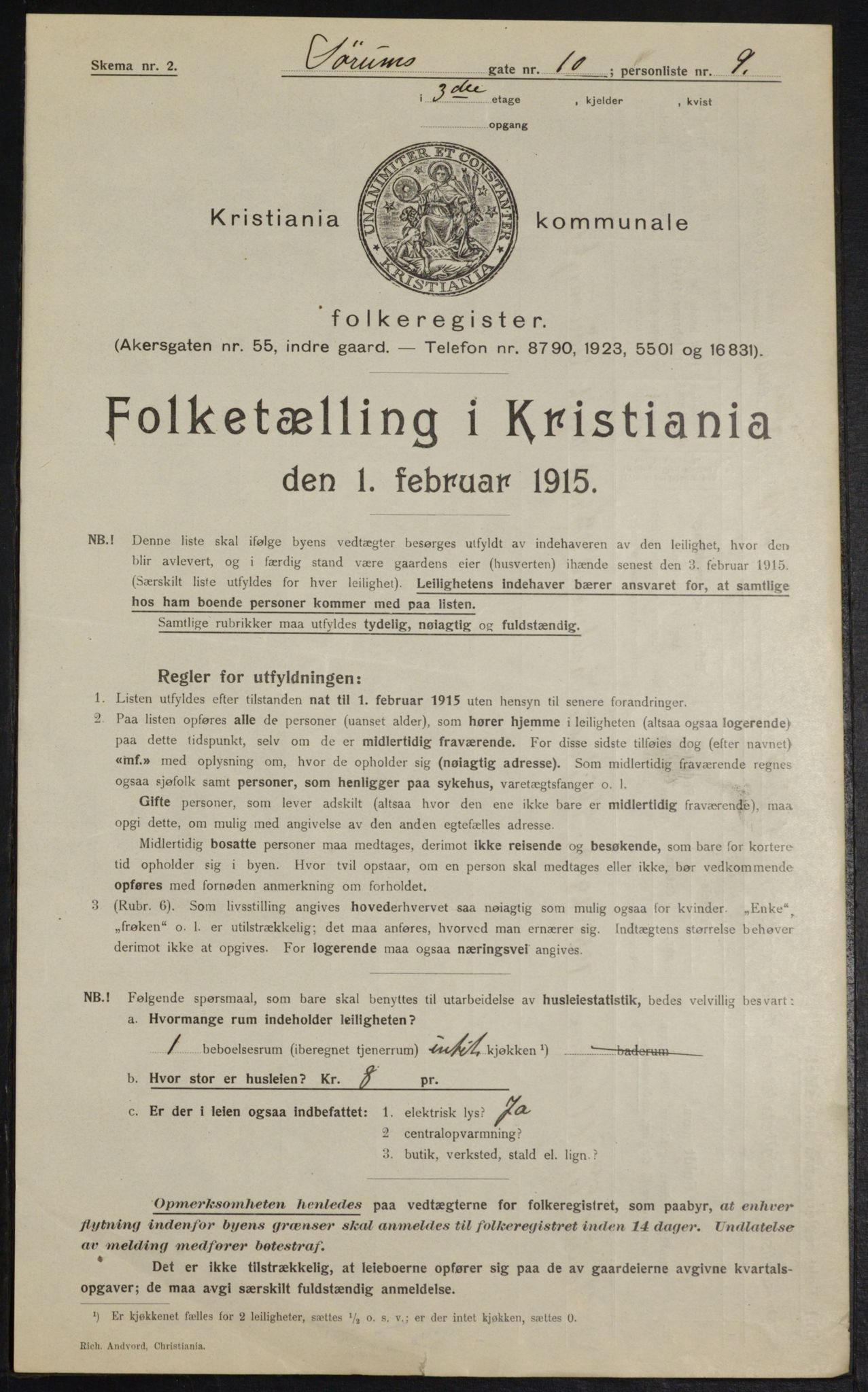 OBA, Municipal Census 1915 for Kristiania, 1915, p. 107280