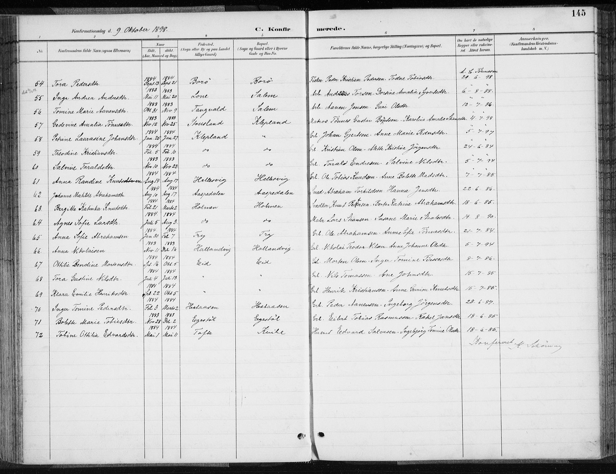 Søgne sokneprestkontor, AV/SAK-1111-0037/F/Fa/Fab/L0013: Parish register (official) no. A 13, 1892-1911, p. 145