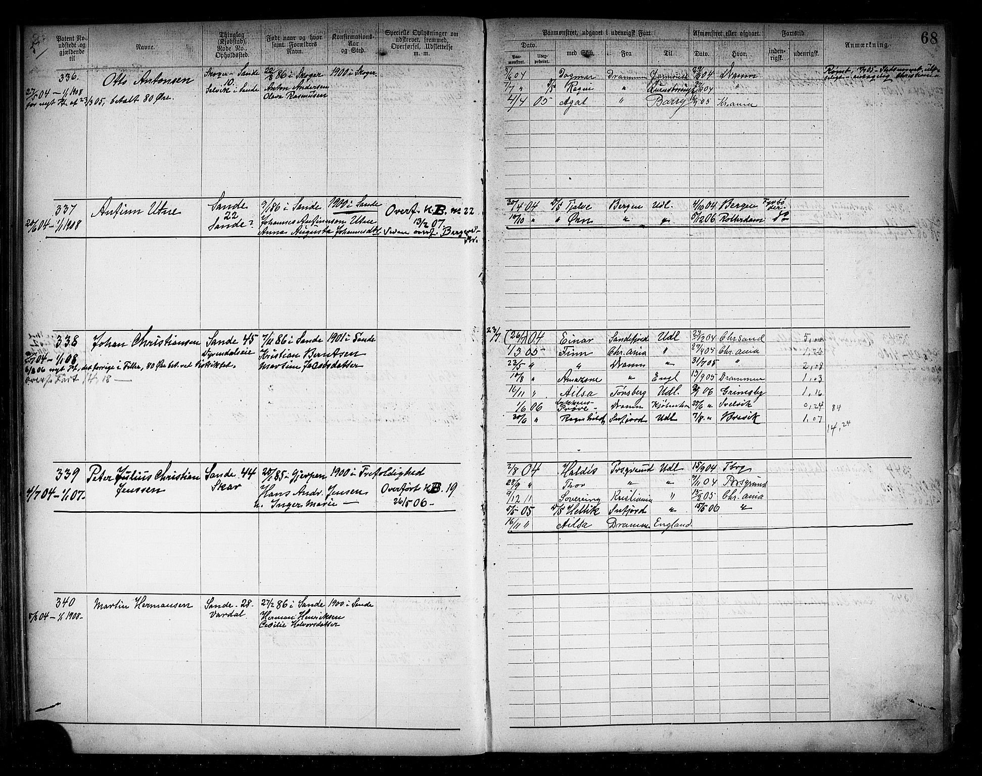 Holmestrand innrulleringskontor, SAKO/A-1151/F/Fb/L0004: Annotasjonsrulle, 1894-1911, p. 71