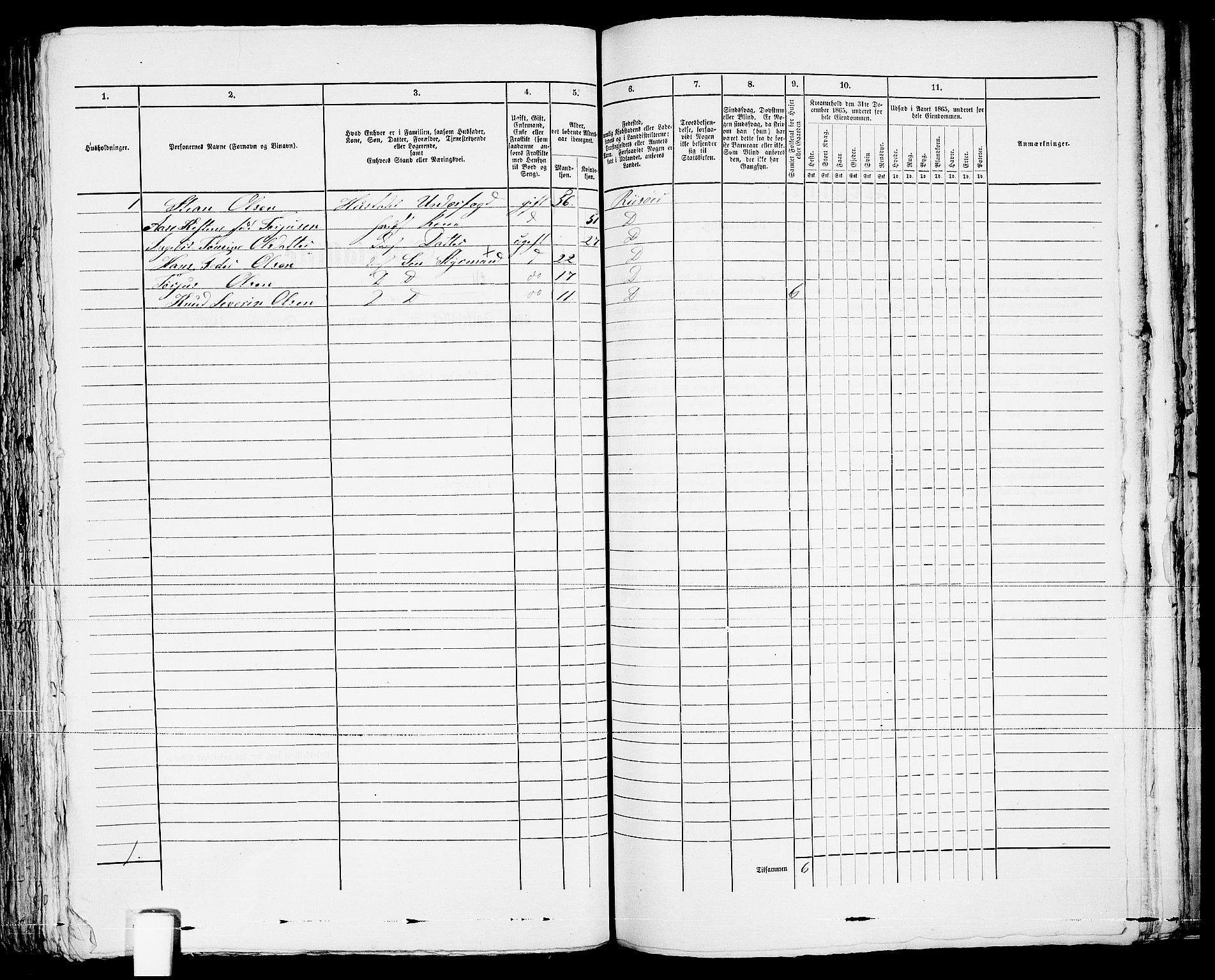 RA, 1865 census for Risør/Risør, 1865, p. 275