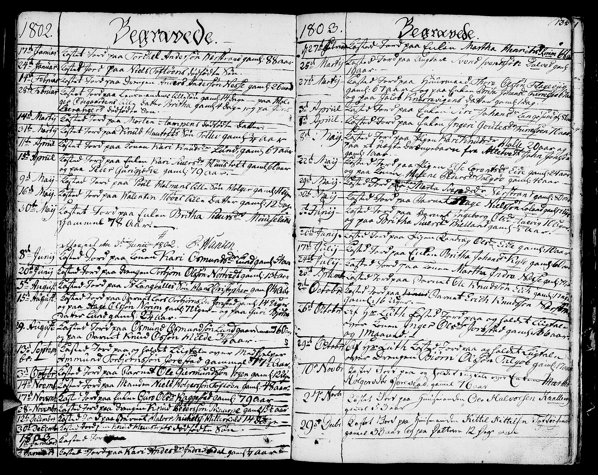 Nedstrand sokneprestkontor, SAST/A-101841/01/IV: Parish register (official) no. A 5, 1795-1816, p. 134