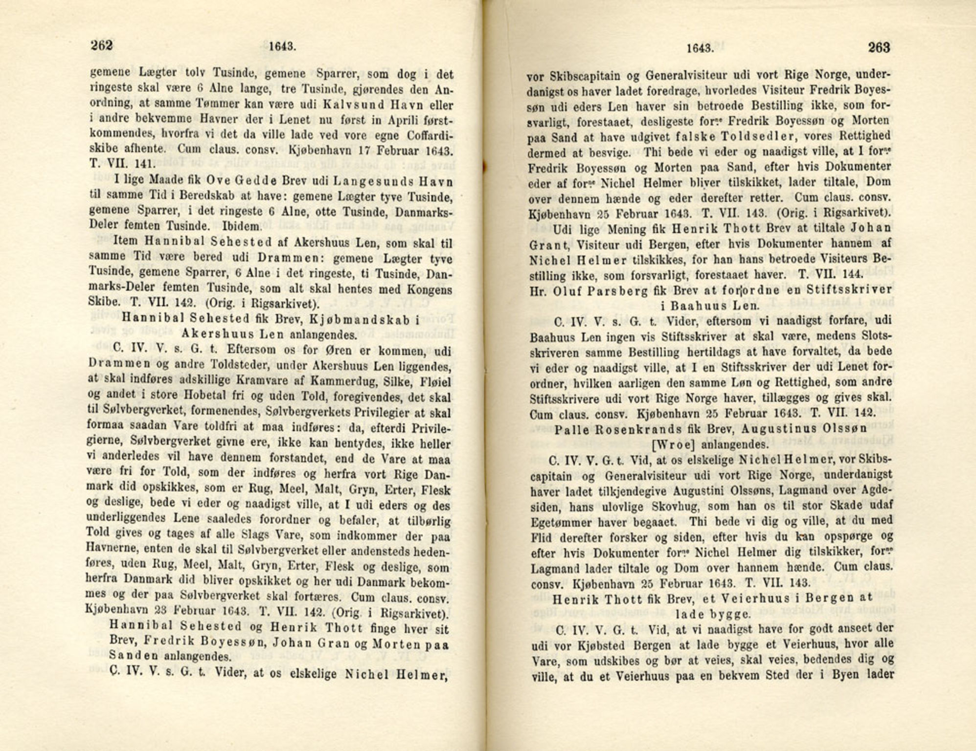 Publikasjoner utgitt av Det Norske Historiske Kildeskriftfond, PUBL/-/-/-: Norske Rigs-Registranter, bind 8, 1641-1648, p. 262-263