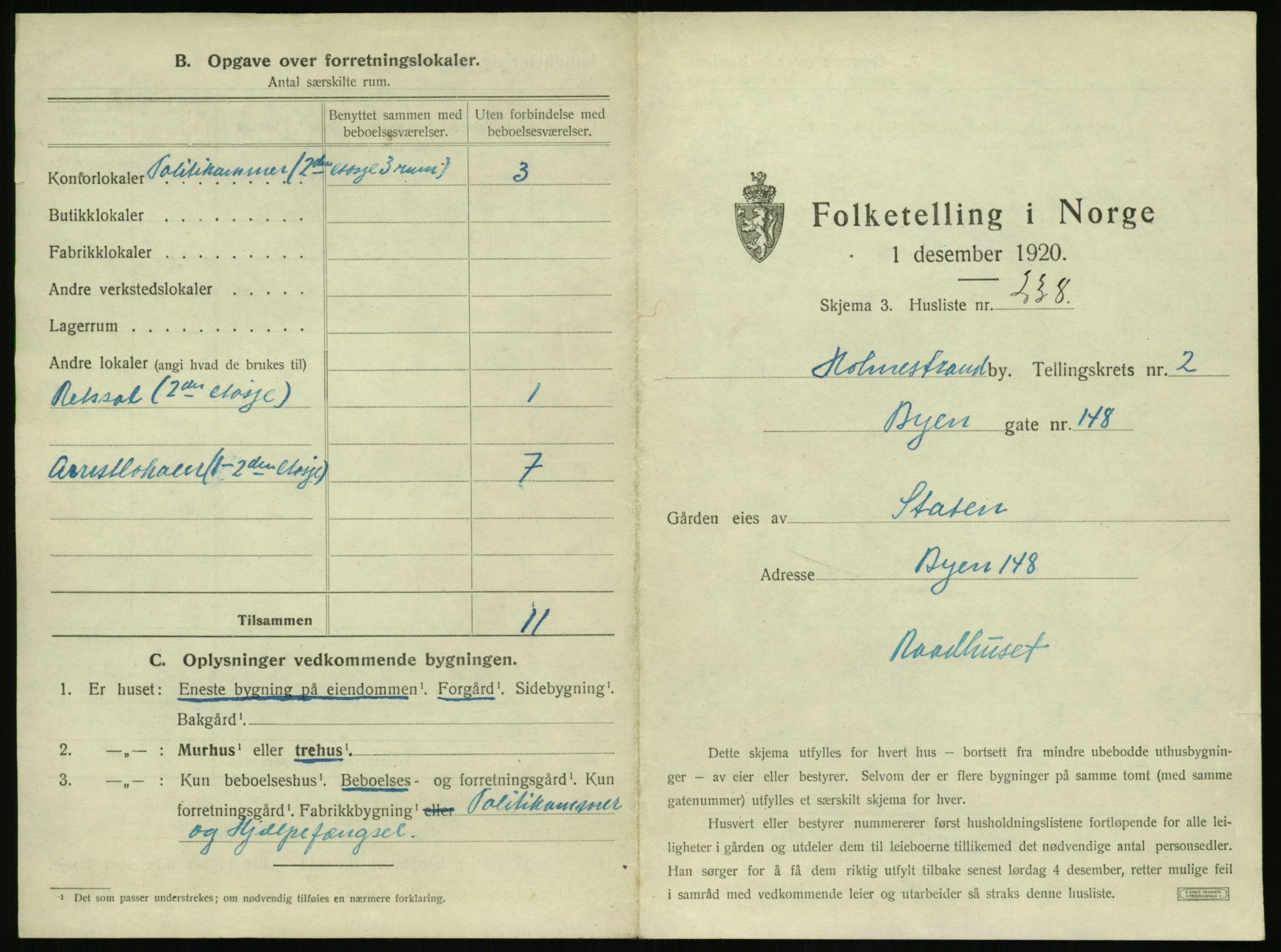 SAKO, 1920 census for Holmestrand, 1920, p. 272