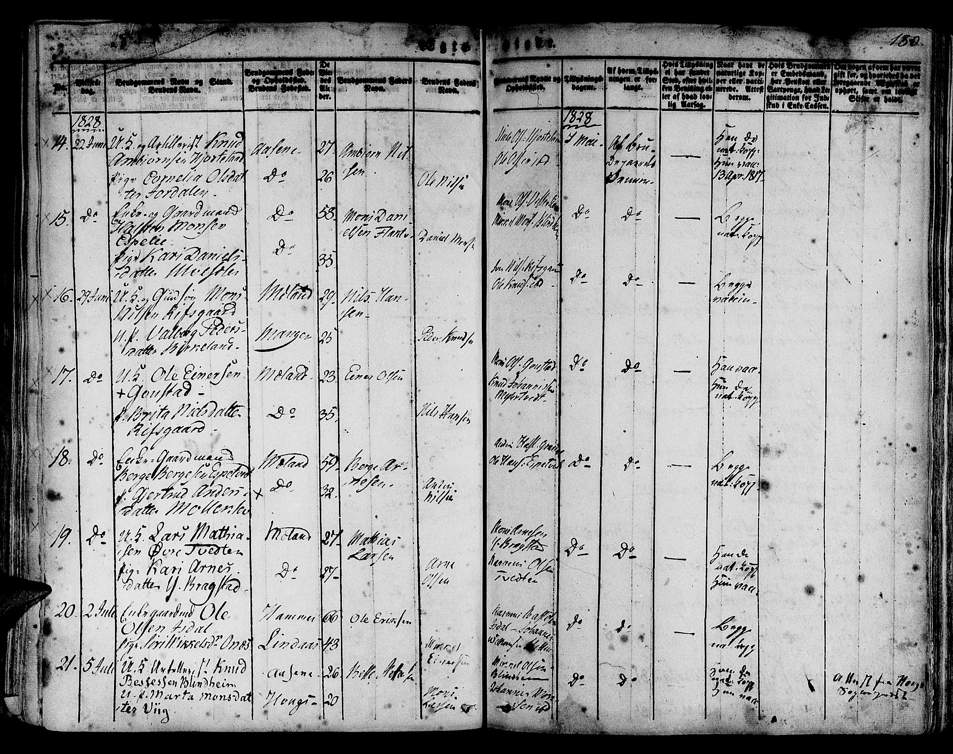 Hamre sokneprestembete, SAB/A-75501/H/Ha/Haa/Haaa/L0011: Parish register (official) no. A 11, 1826-1834, p. 180