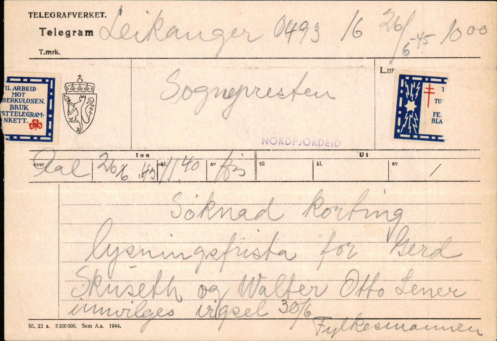 Nordfjord sorenskriveri, SAB/A-2801/1/08/08c/L0005: Vigde, 1943-1961, p. 203