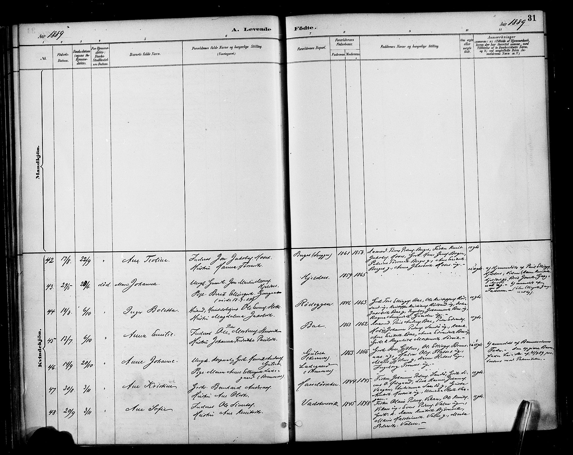 Ministerialprotokoller, klokkerbøker og fødselsregistre - Møre og Romsdal, AV/SAT-A-1454/569/L0819: Parish register (official) no. 569A05, 1885-1899, p. 31