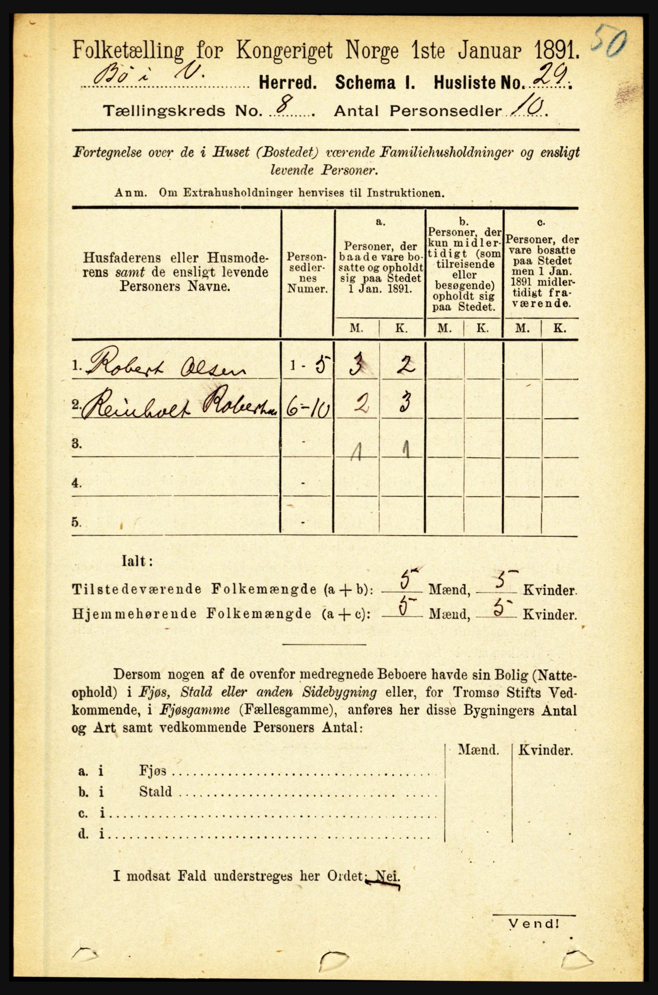 RA, 1891 census for 1867 Bø, 1891, p. 2975