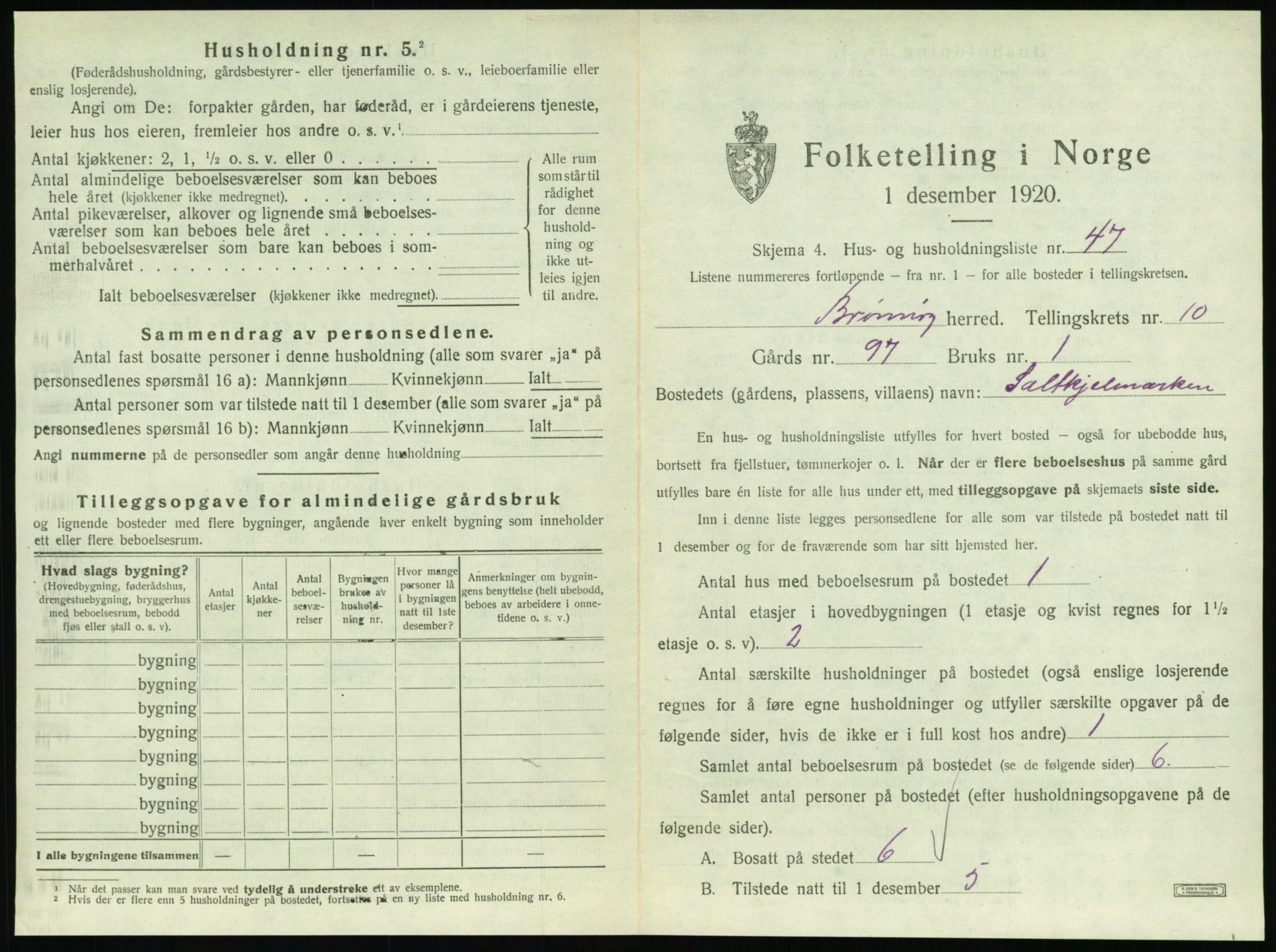 SAT, 1920 census for Brønnøy, 1920, p. 1068