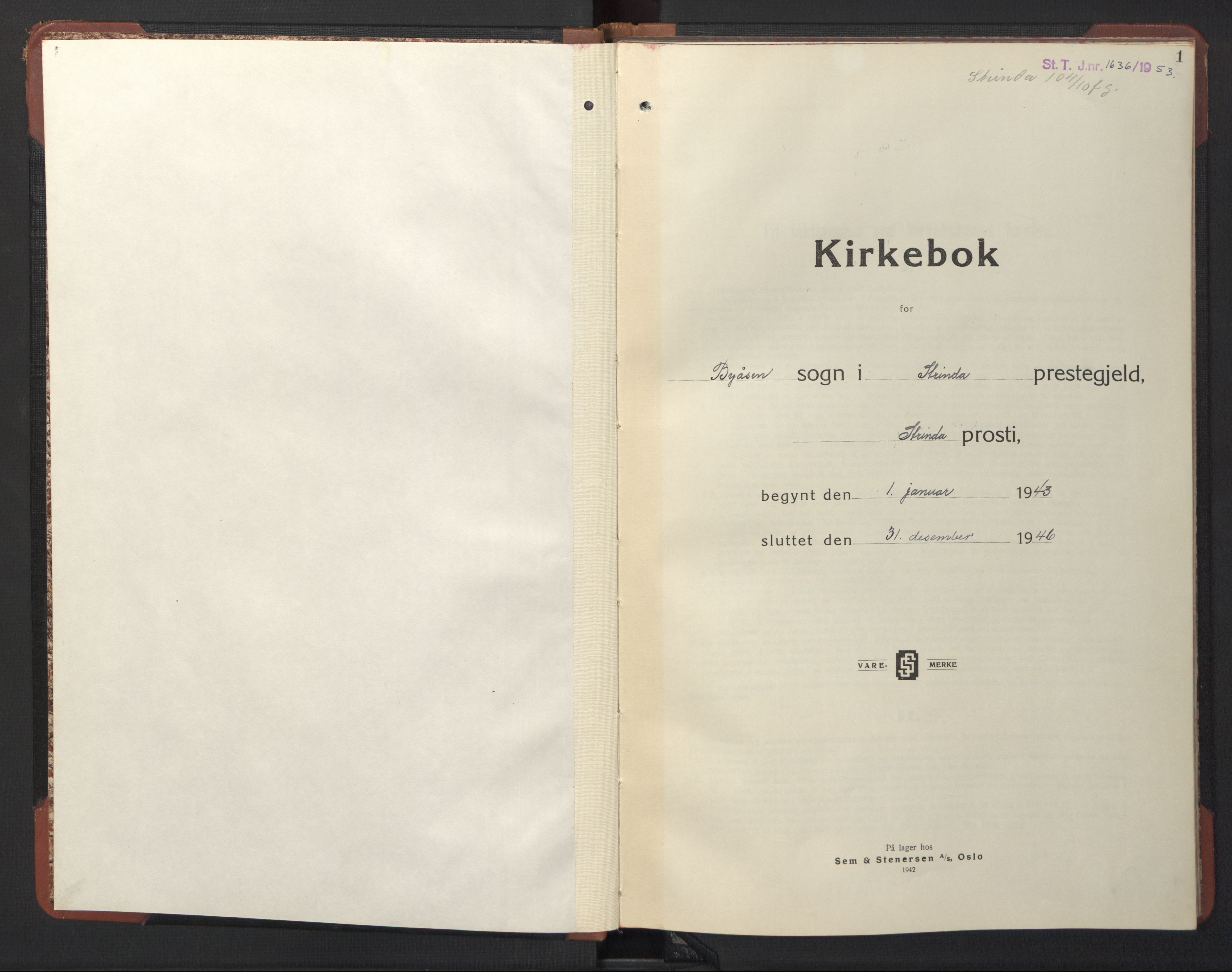 Ministerialprotokoller, klokkerbøker og fødselsregistre - Sør-Trøndelag, SAT/A-1456/611/L0358: Parish register (copy) no. 611C06, 1943-1946, p. 1