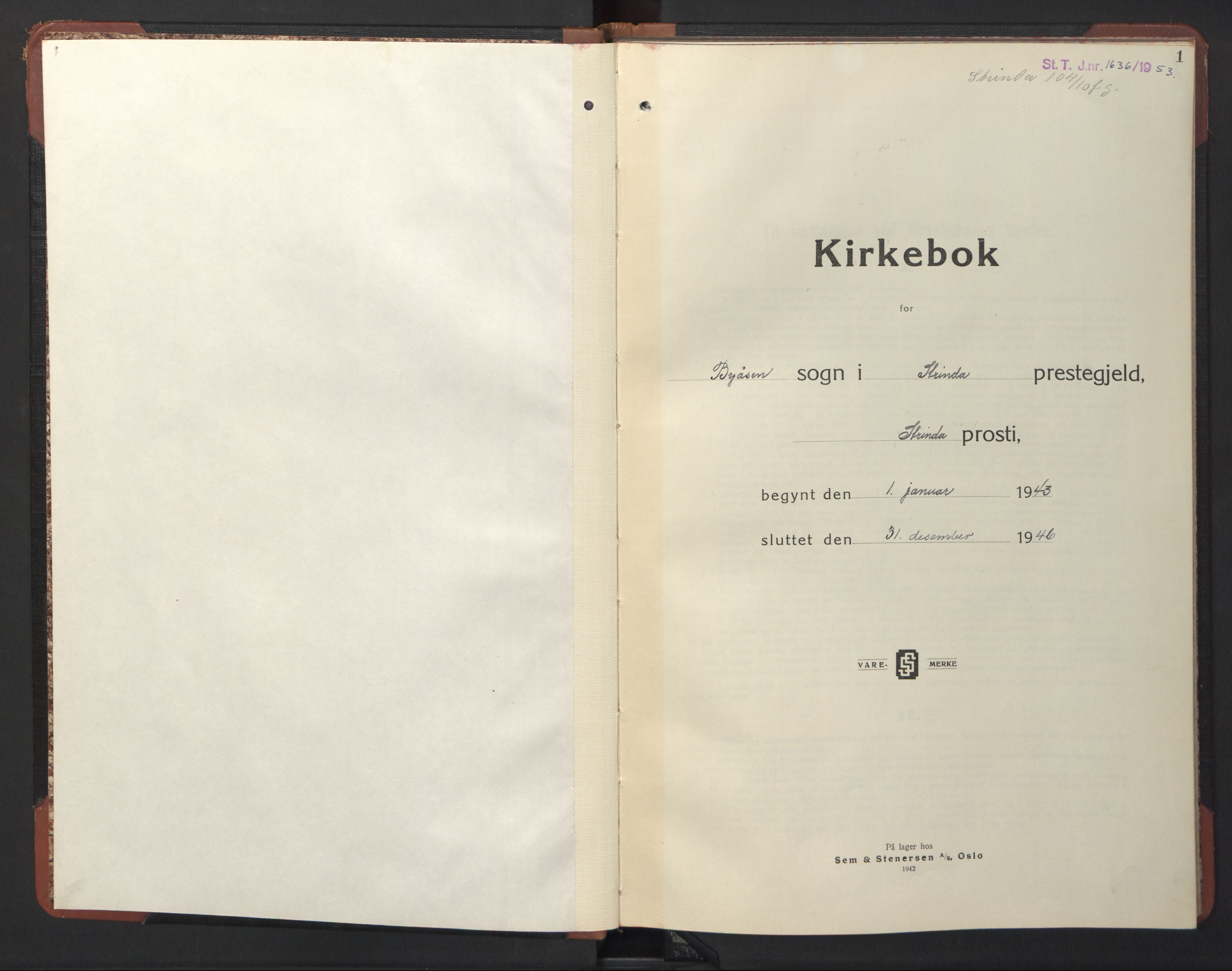 Ministerialprotokoller, klokkerbøker og fødselsregistre - Sør-Trøndelag, AV/SAT-A-1456/611/L0358: Parish register (copy) no. 611C06, 1943-1946, p. 1