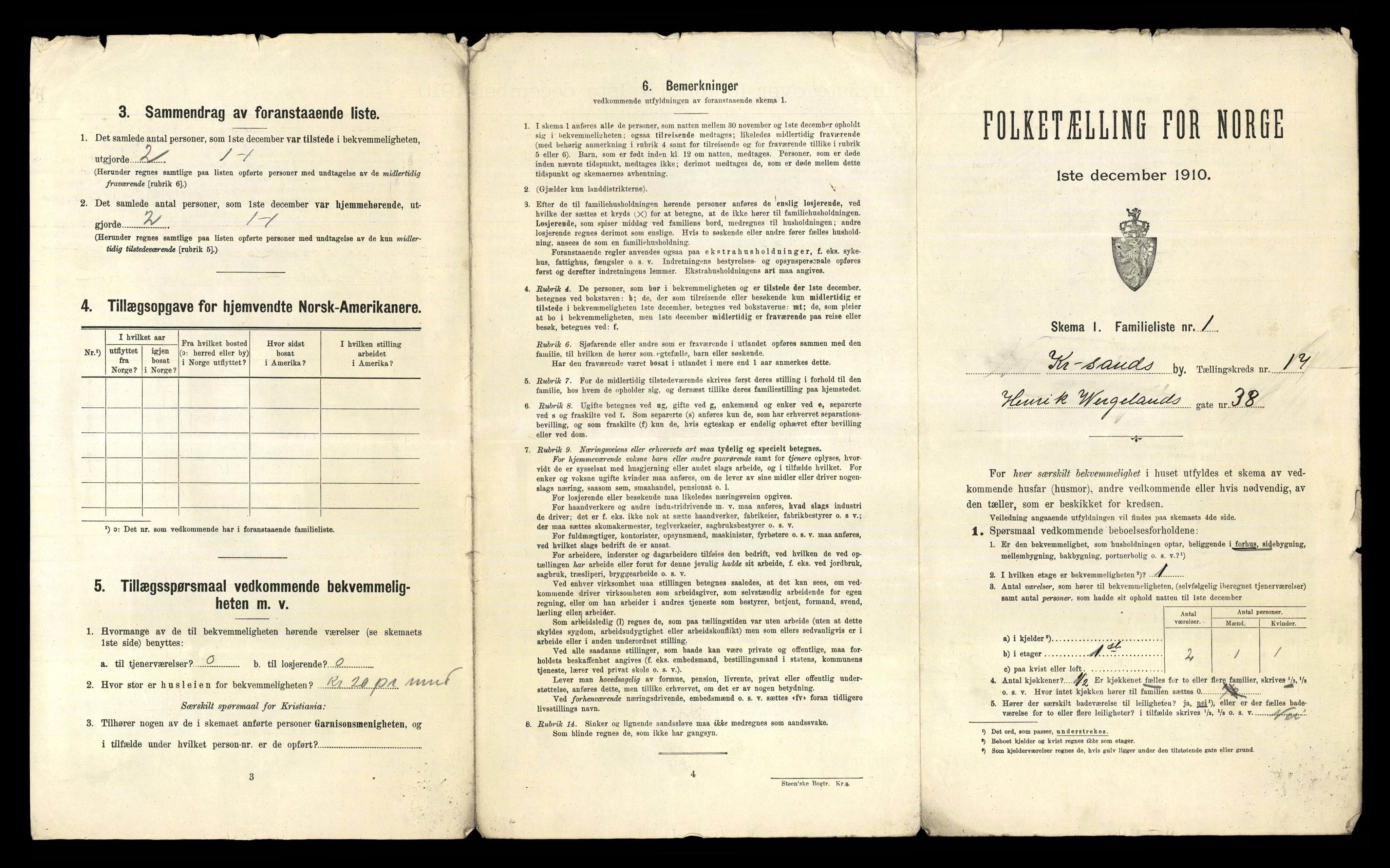 RA, 1910 census for Kristiansand, 1910, p. 4106