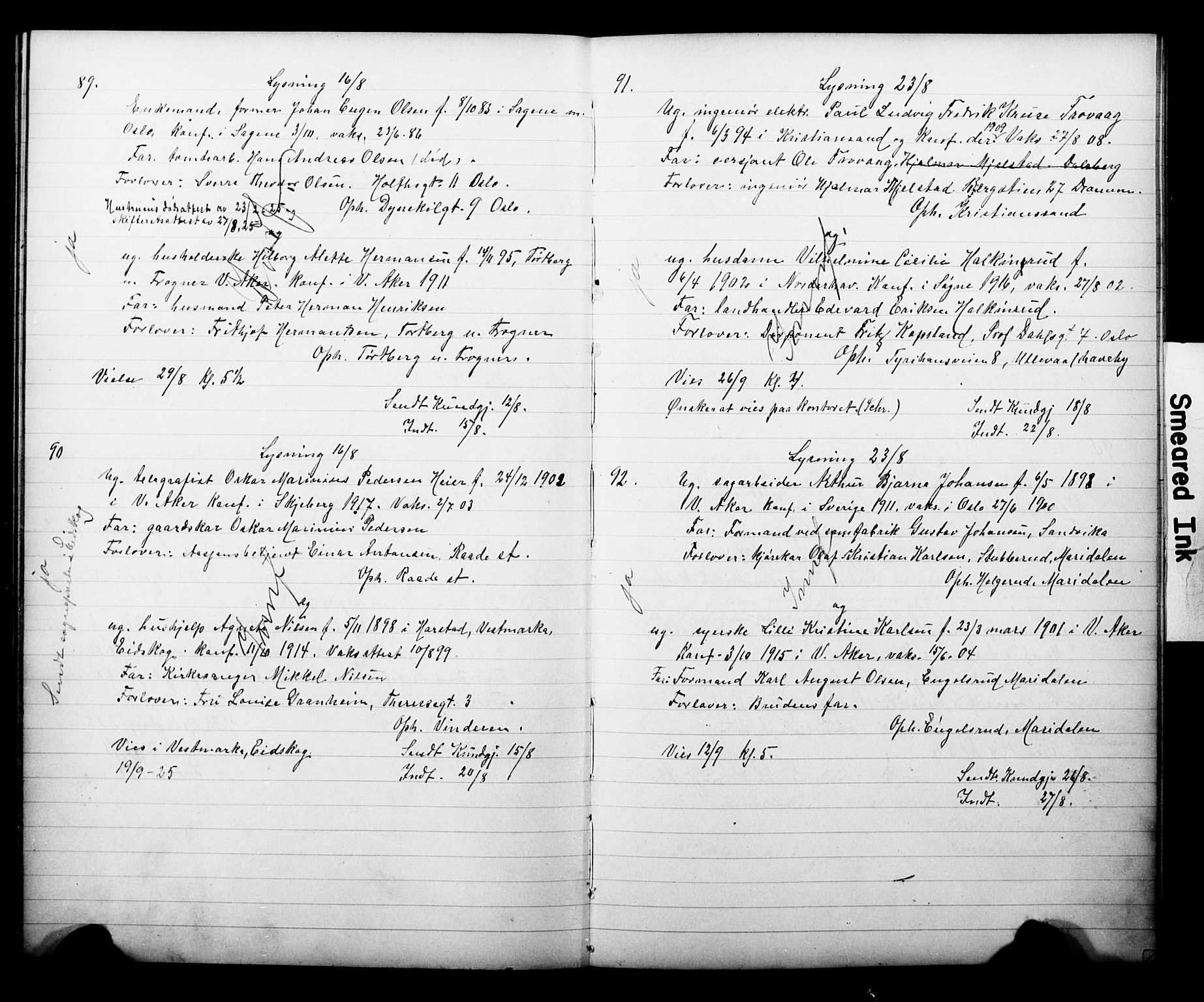 Vestre Aker prestekontor Kirkebøker, AV/SAO-A-10025/H/Ha/L0005: Banns register no. 5, 1922-1929