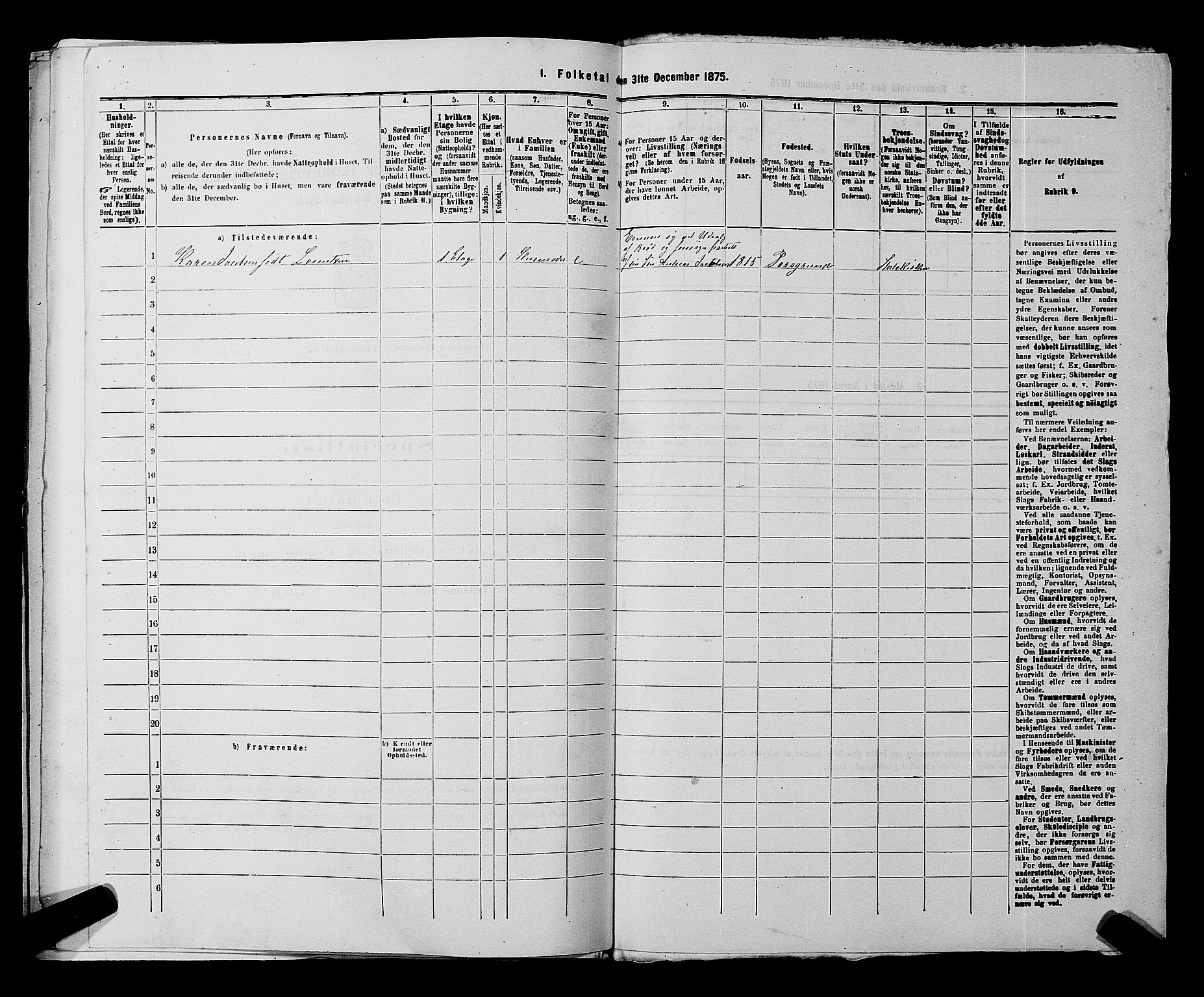 SAKO, 1875 census for 0805P Porsgrunn, 1875, p. 1000