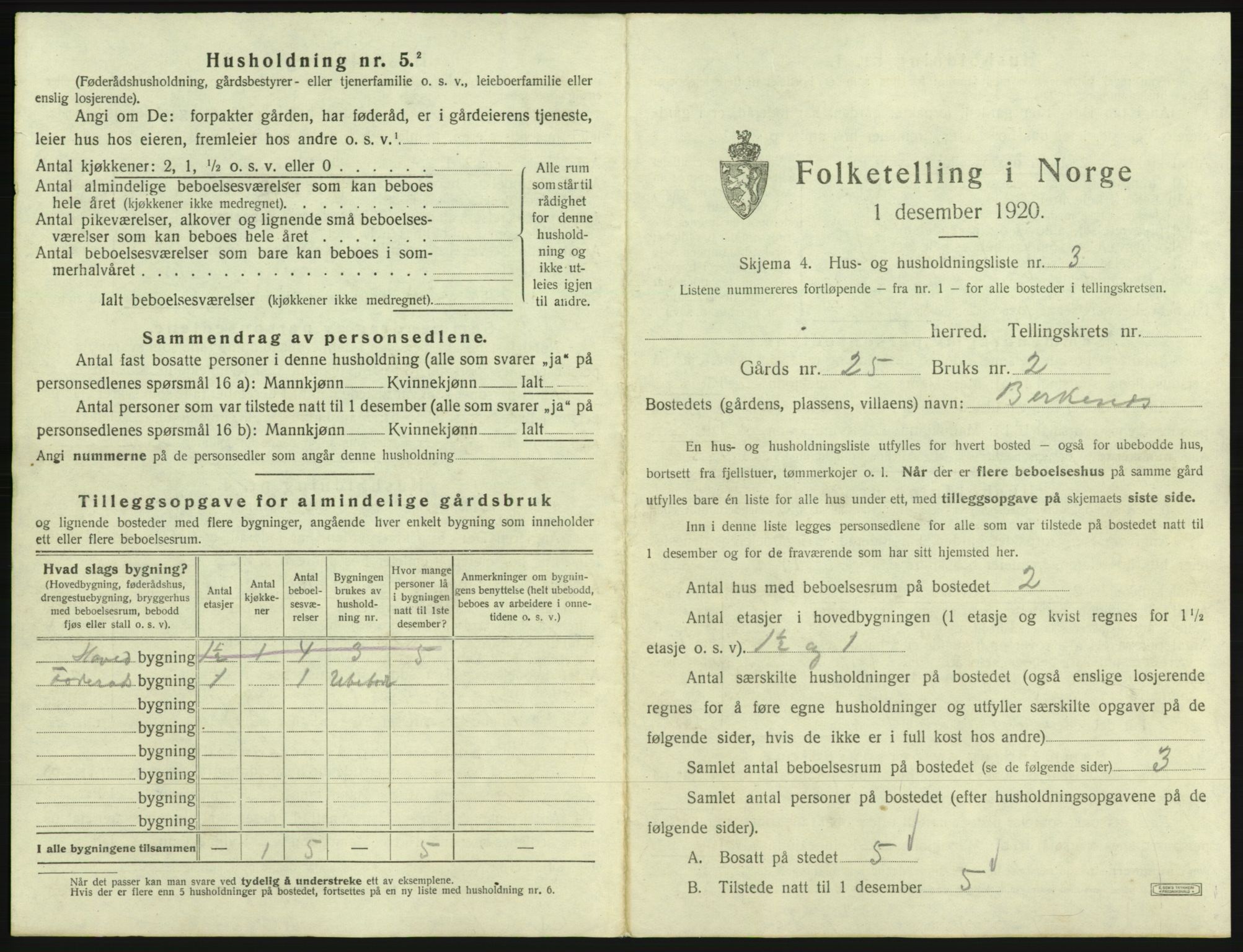 SAB, 1920 census for Etne, 1920, p. 43