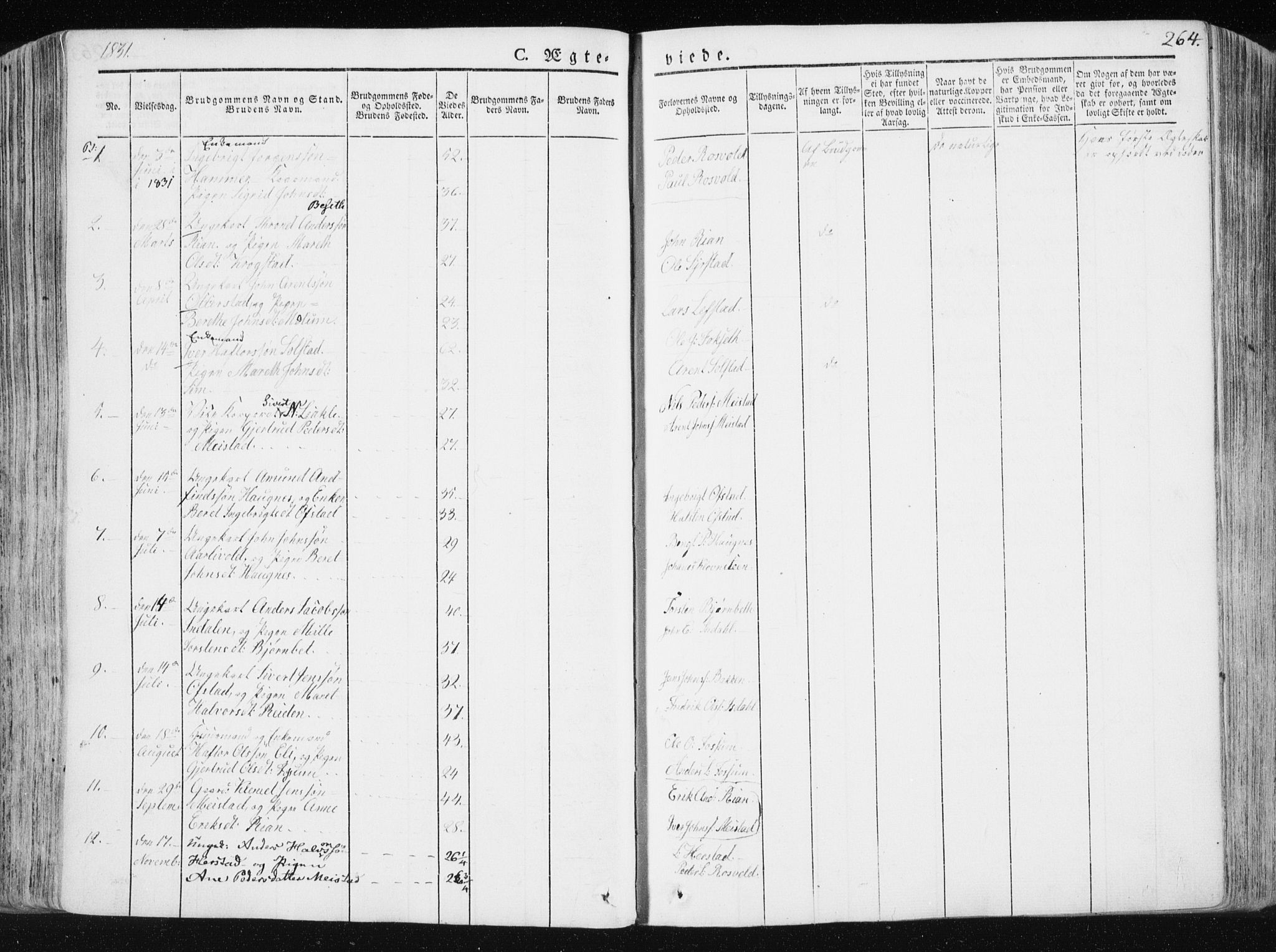 Ministerialprotokoller, klokkerbøker og fødselsregistre - Sør-Trøndelag, SAT/A-1456/665/L0771: Parish register (official) no. 665A06, 1830-1856, p. 264