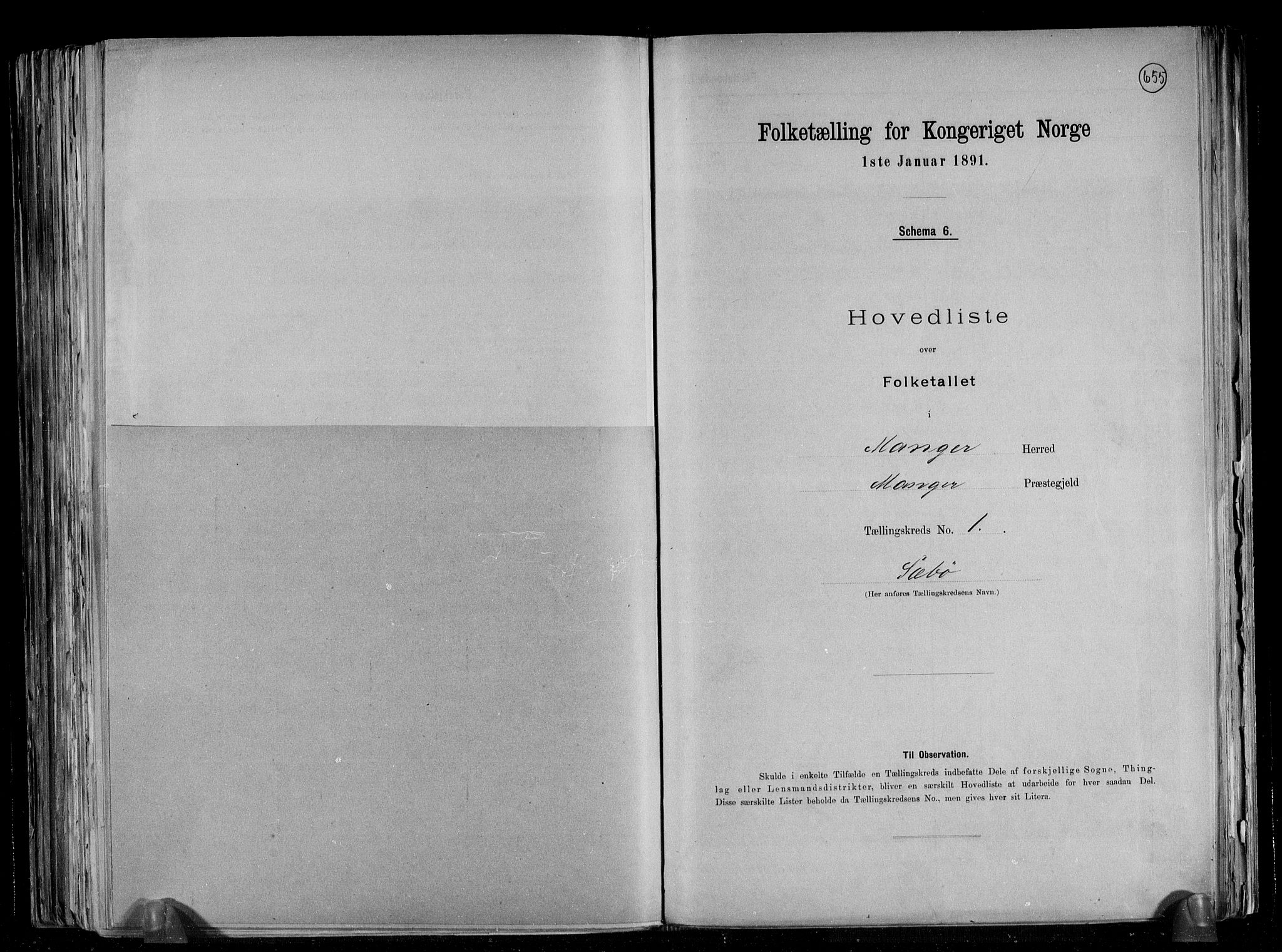 RA, 1891 census for 1261 Manger, 1891, p. 5