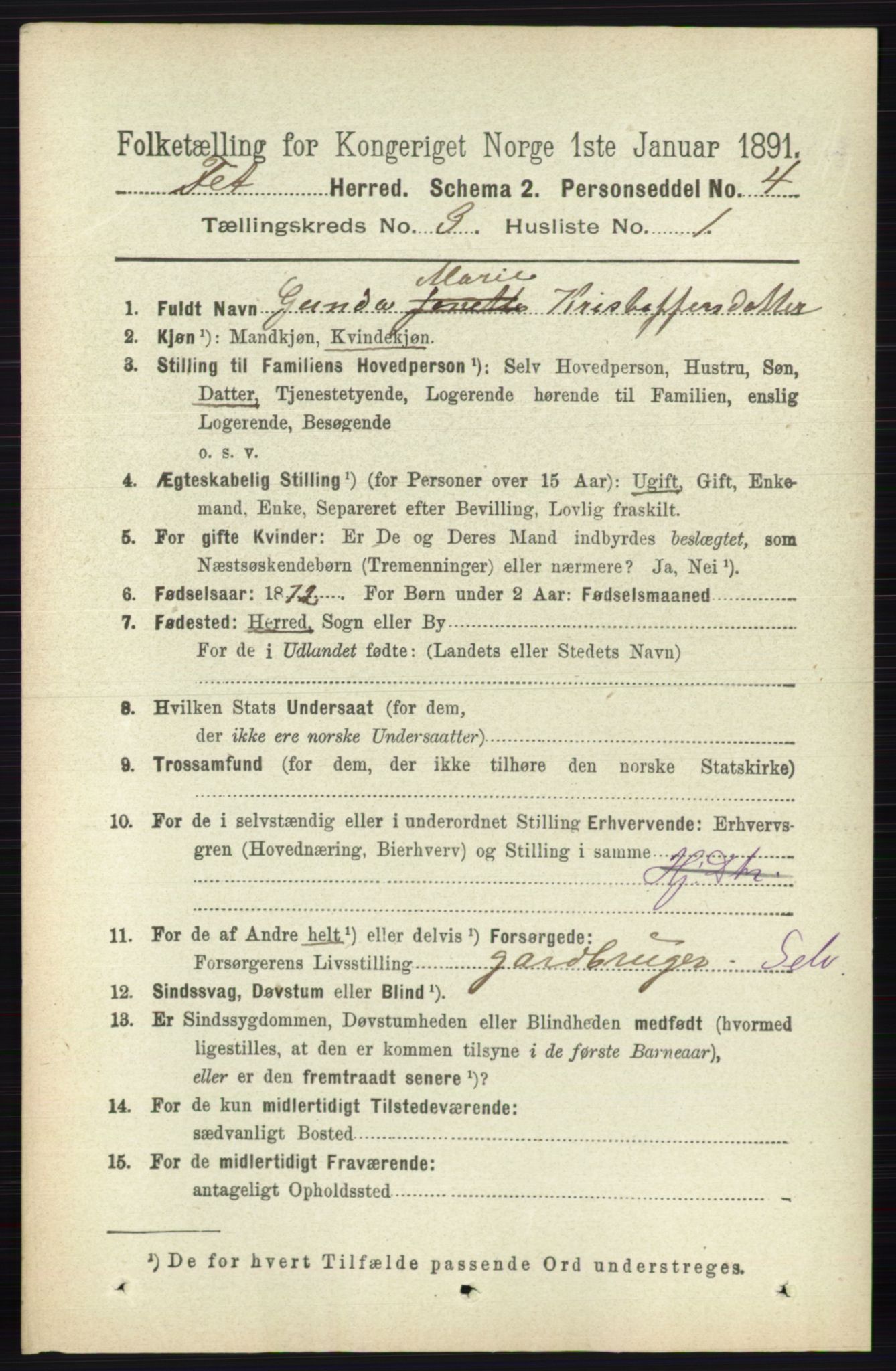 RA, 1891 census for 0227 Fet, 1891, p. 849