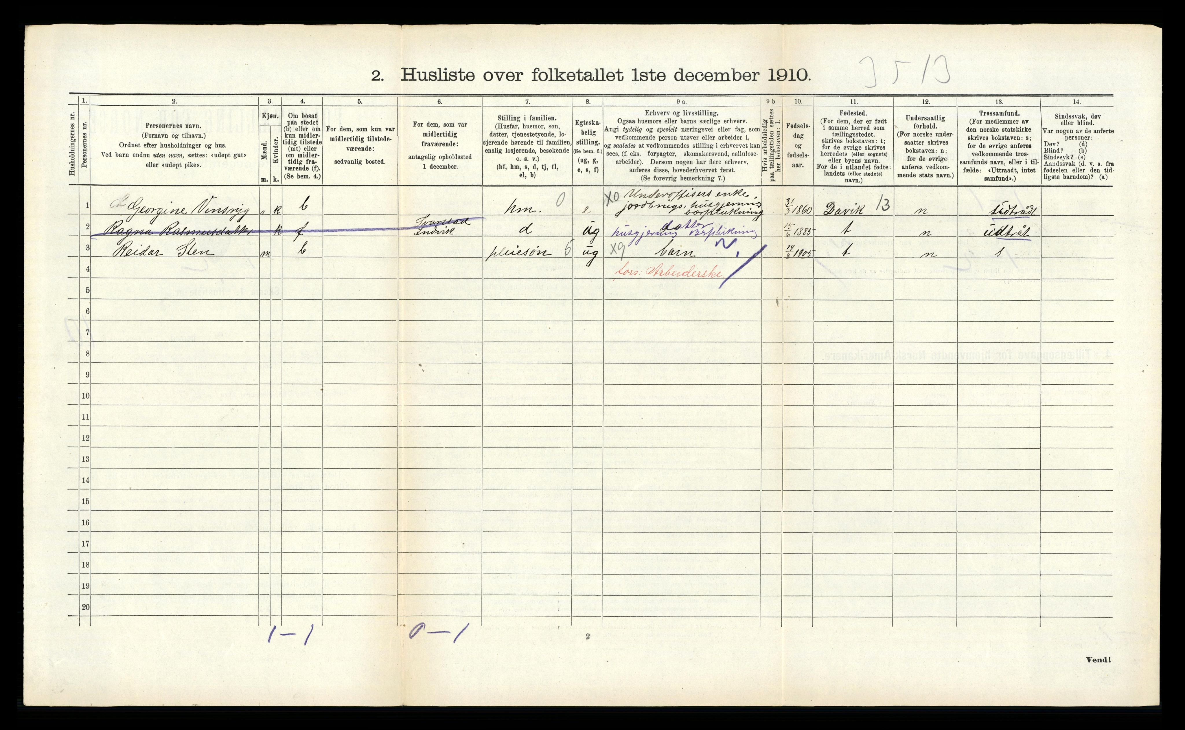 RA, 1910 census for Stryn, 1910, p. 718