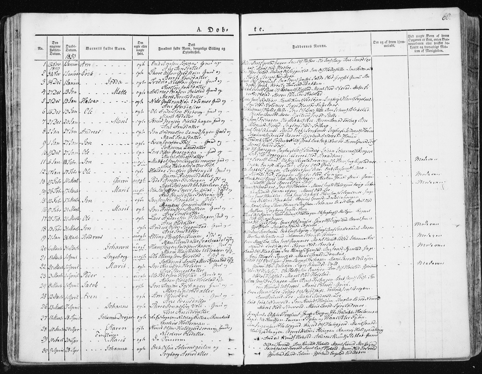 Ministerialprotokoller, klokkerbøker og fødselsregistre - Sør-Trøndelag, AV/SAT-A-1456/672/L0855: Parish register (official) no. 672A07, 1829-1860, p. 60